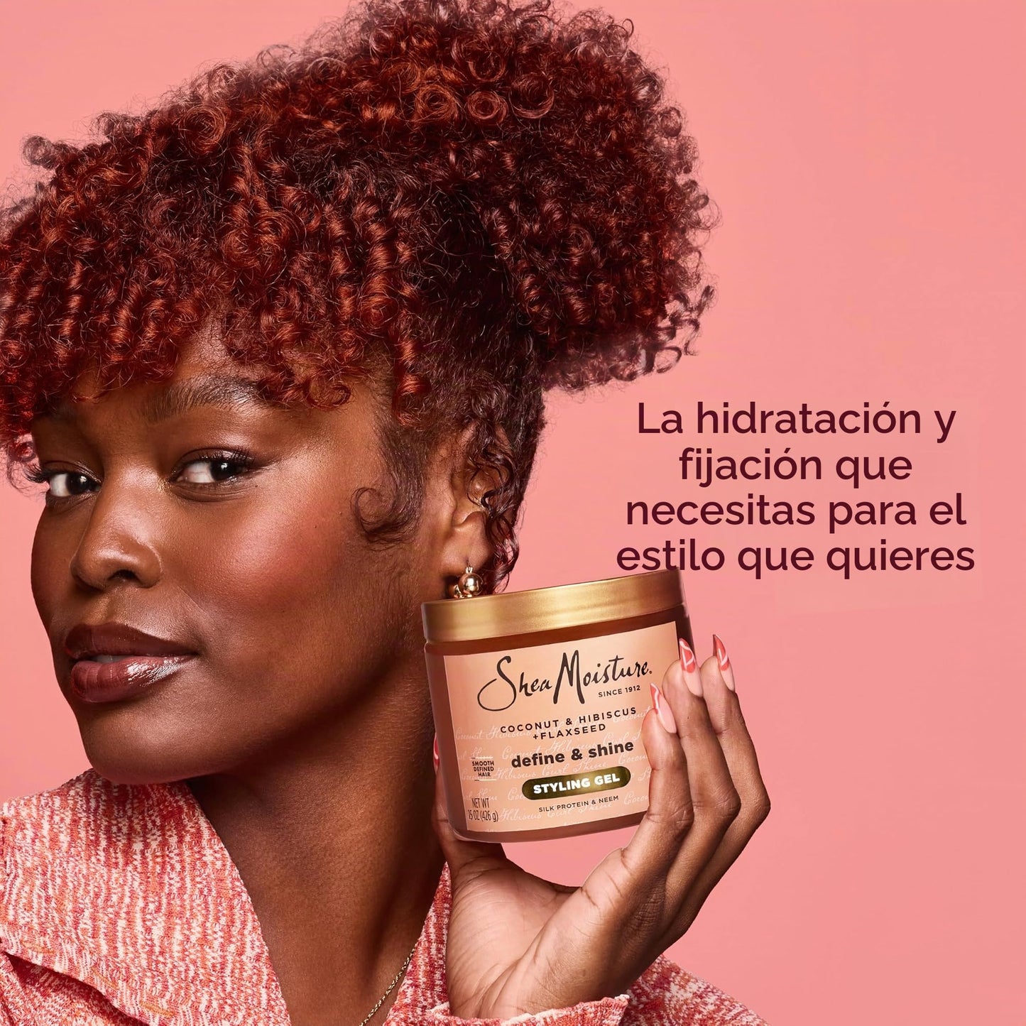 SheaMoisture Gel de peinado definidor para cabello grueso y rizado Gel de peinado para control del encrespamiento sin parabenos y coco, 15 oz