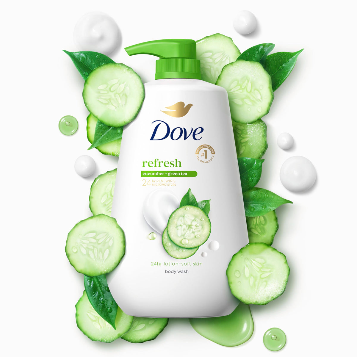 Dove go fresh Gel de baño, Fresca hidratación con Dosificador 1 L.