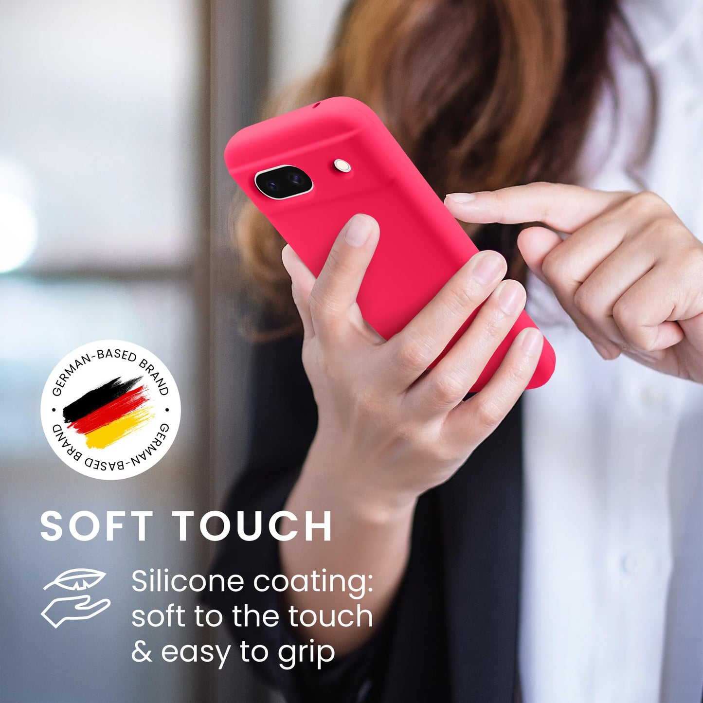 kwmobile Carcasa Compatible con Google Pixel 8a Funda - Case TPU y Silicona antigolpes - Apto Carga inalámbrica - Rosa neón