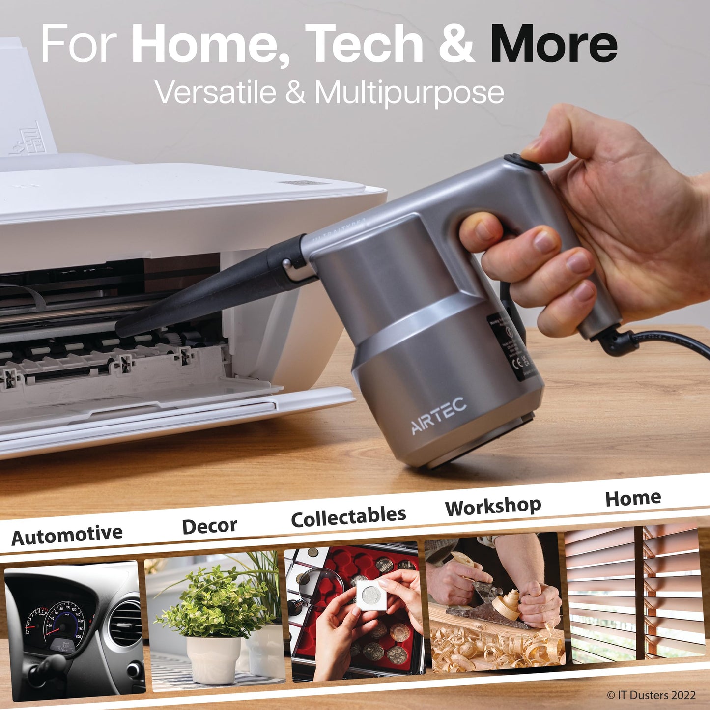 IT Dusters AirTec - Soplador de aire ultra eléctrico para PC, portátil, consola, electrónica y limpieza del hogar, alternativa ambiental a rociar latas de aire limpiador de teclado (tipo 3)
