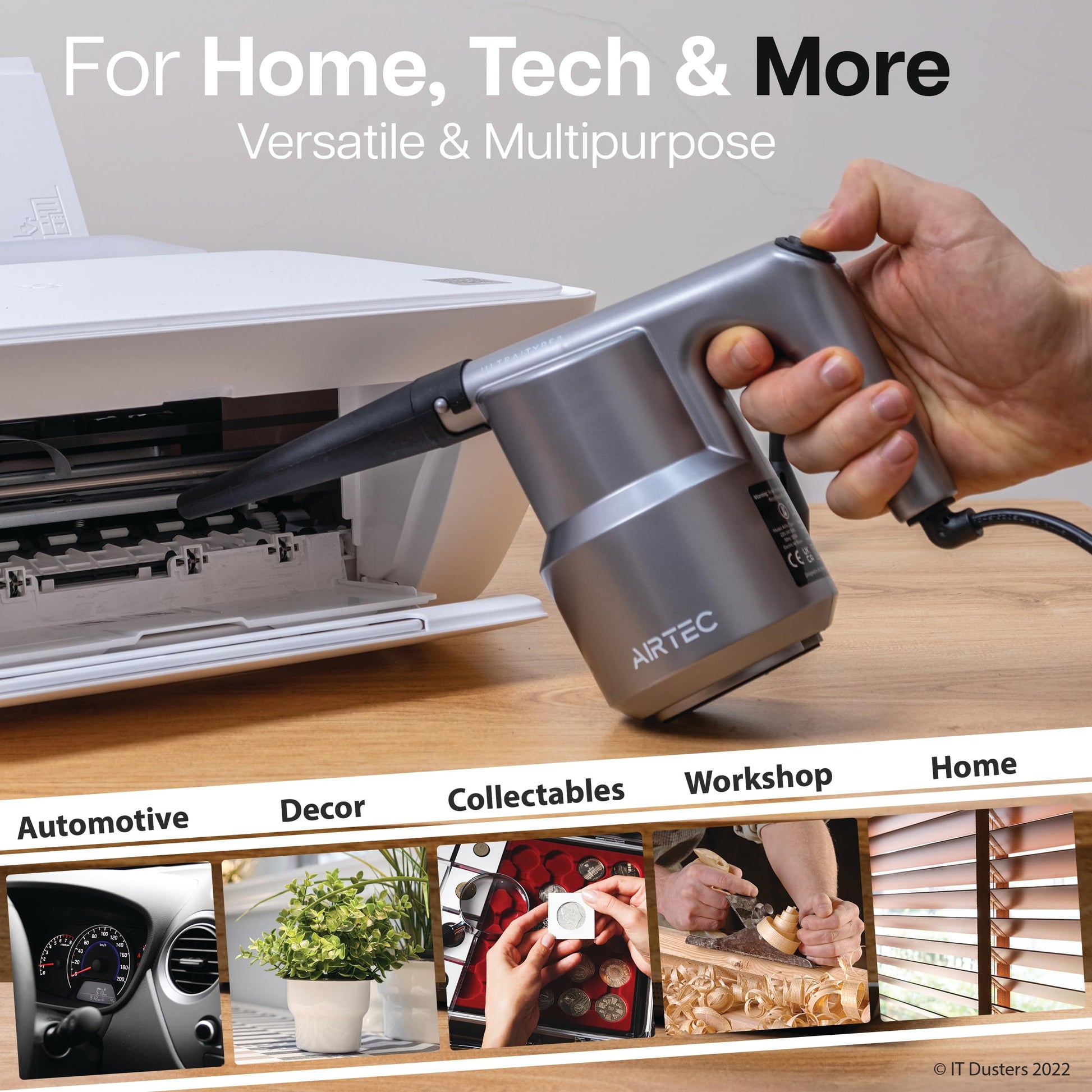 IT Dusters AirTec - Soplador de aire ultra eléctrico para PC, portátil, consola, electrónica y limpieza del hogar, alternativa ambiental a rociar latas de aire limpiador de teclado (tipo 3)