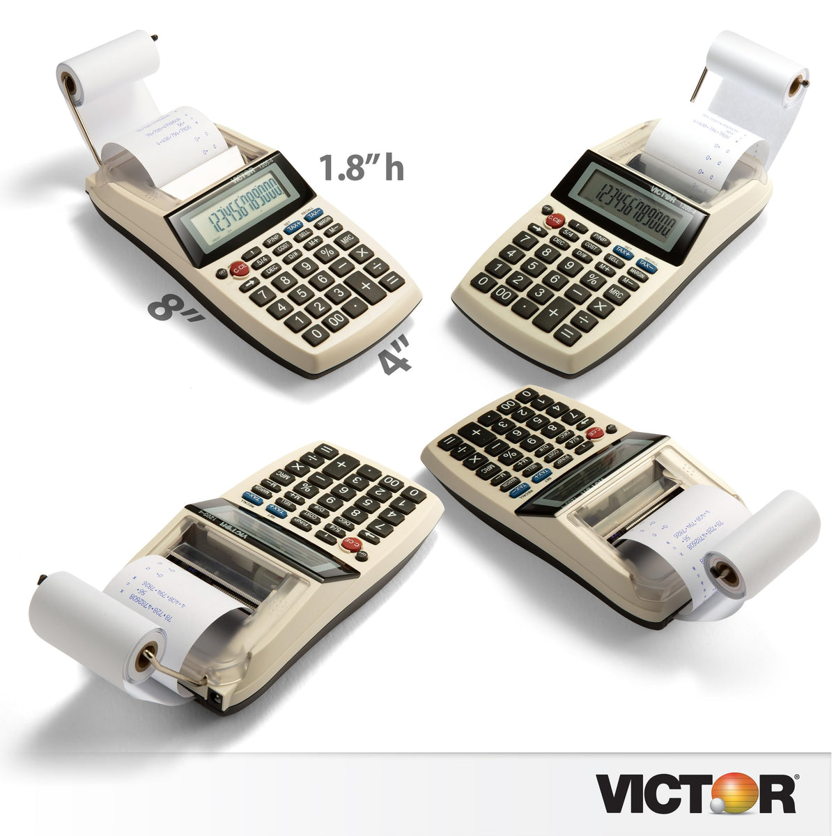 Victor 1205-4 - Calculadora de impresión portátil de 12 dígitos, Color