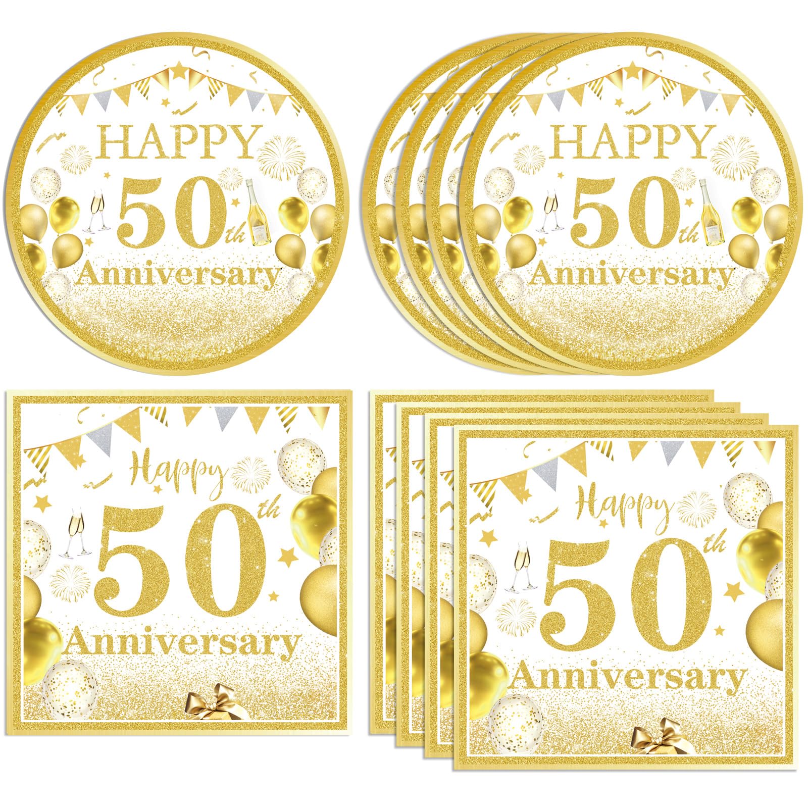 Decoraciones Fiesta 50 Años Doradas 40 Piezas para Cumpleaños y Bodas