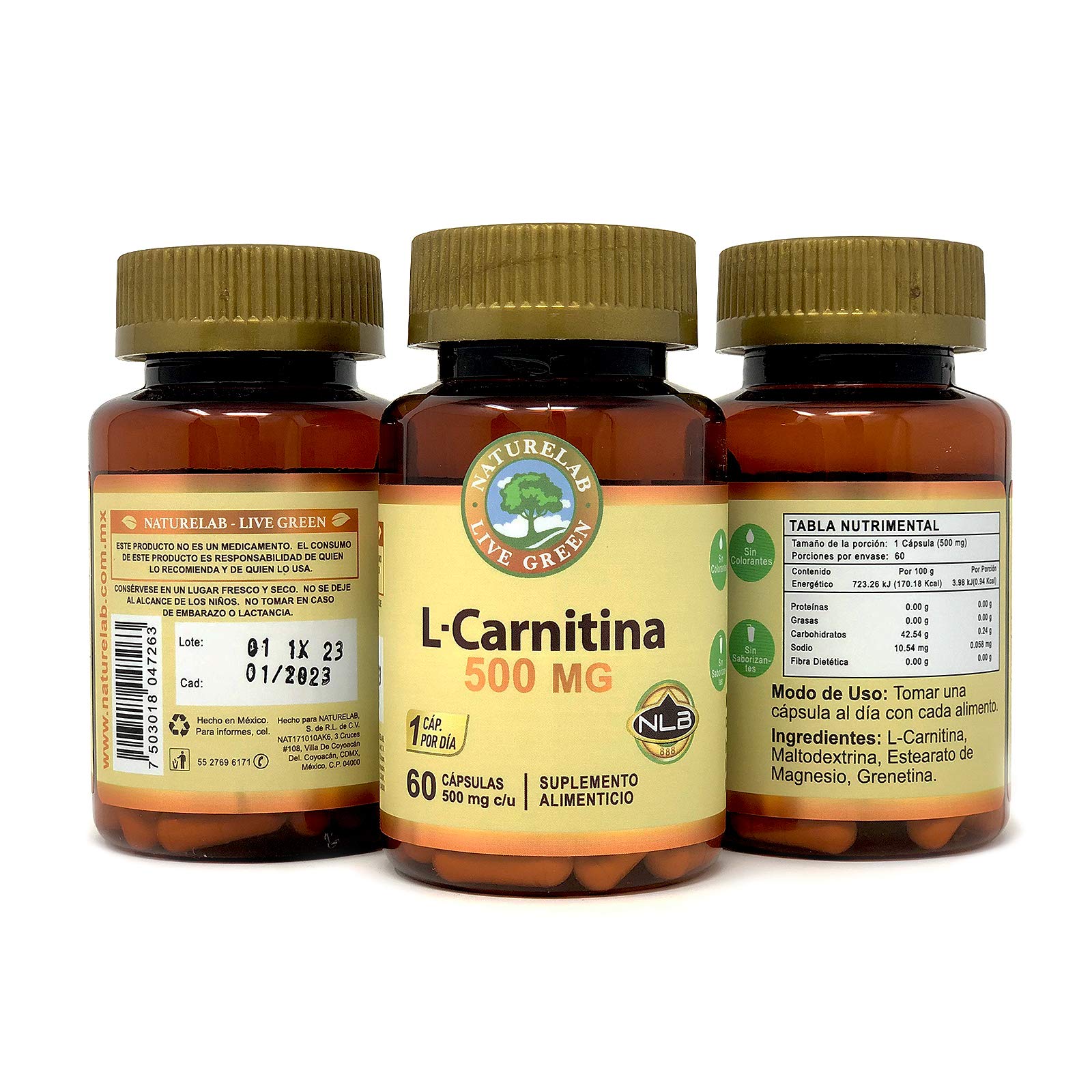 Cápsulas Naturelab L-Carnitina 500 mg