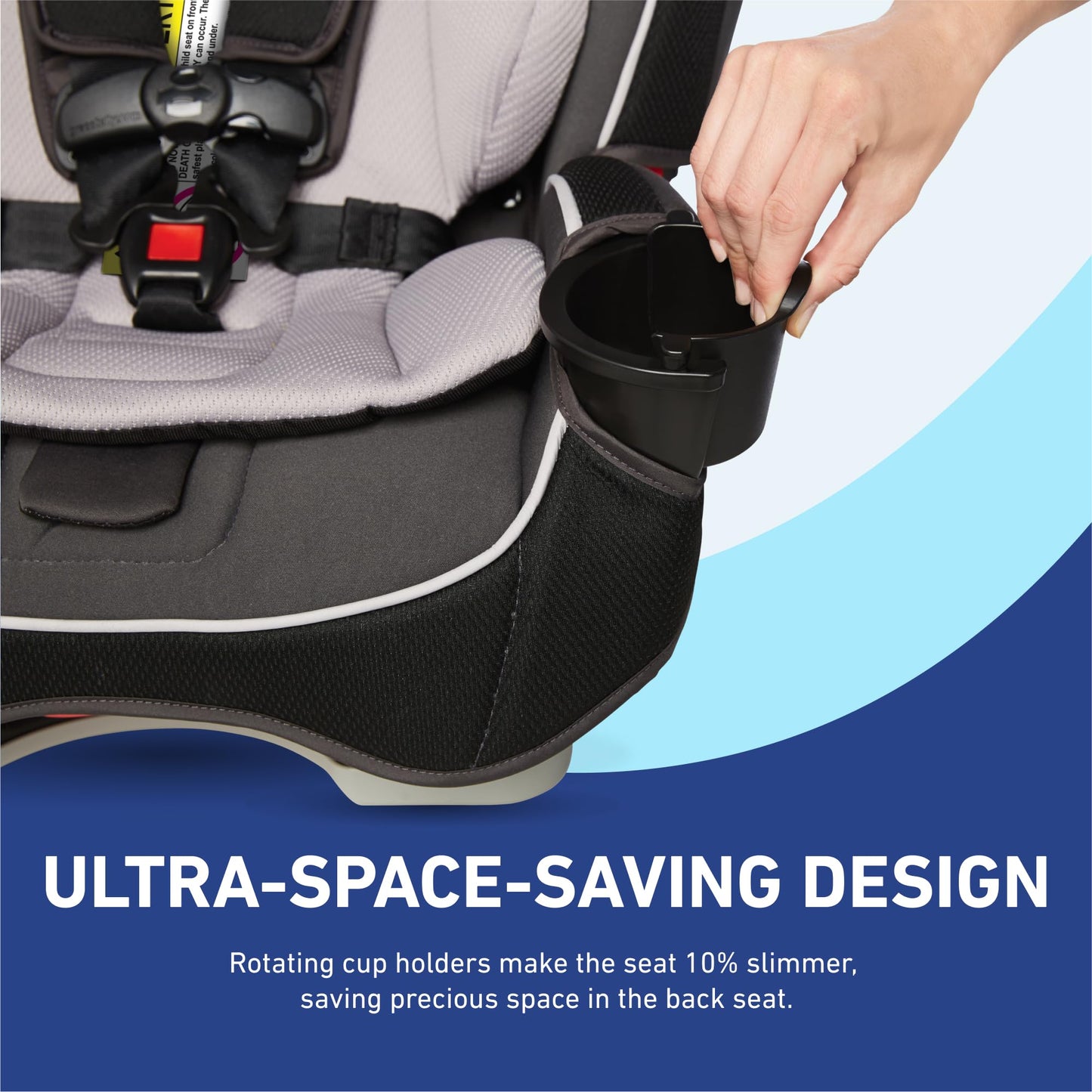 Graco SlimFit 3 en 1 Asiento de coche convertible, diseño que ahorra espacio, Darcie, adecuado para trasero y delantero, asiento elevador de respaldo alto con reposacabezas de 10 posiciones