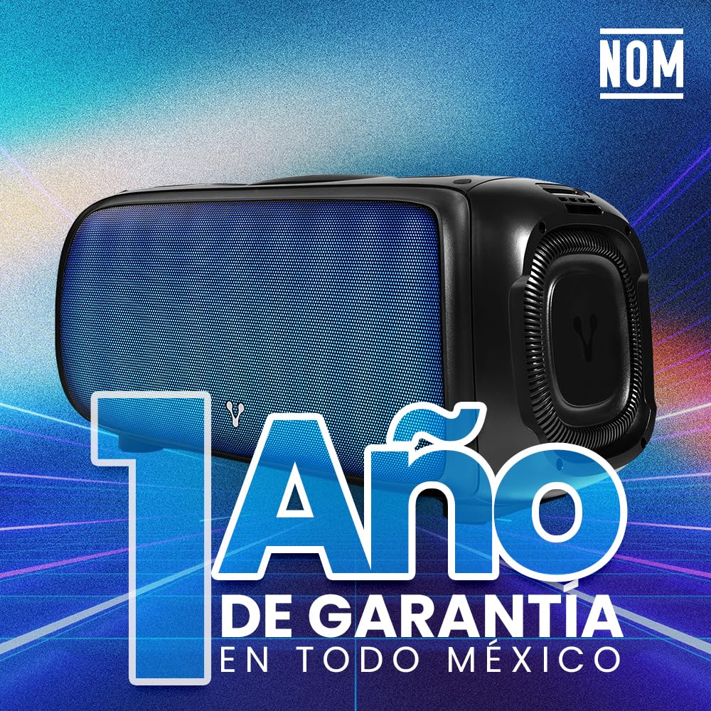 Bocina Portátil Bluetooth Vorago TWS Exterior Recargable con Micrófono y Control Remoto