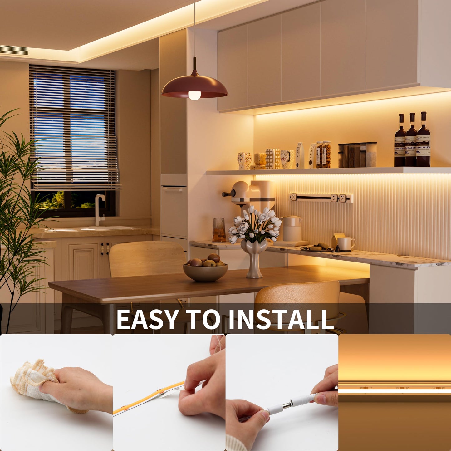 Tira de Luces LED COB PAUTIX Luz Blanca Cálida 2700K CRI90+ 7,5m Flexible para Proyectos de Iluminación de Gabinete de Casa