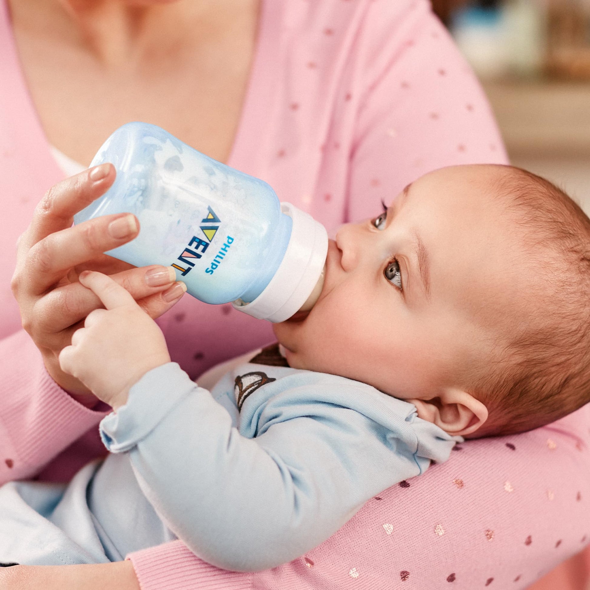 Biberón Anti-colic Philips Avent Azul con Válvula Anticólicos 9 oz 1 m+ 4 Piezas