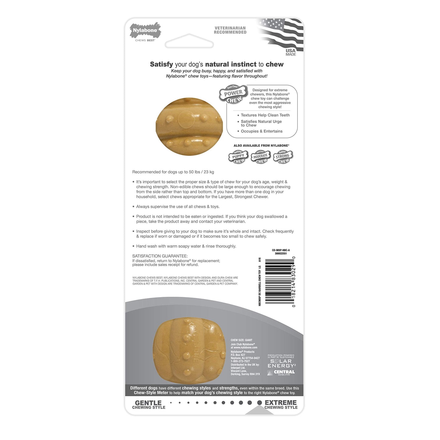 Juguete para Masticar Nylabone Sabor Mantequilla de Cacahuete Grande