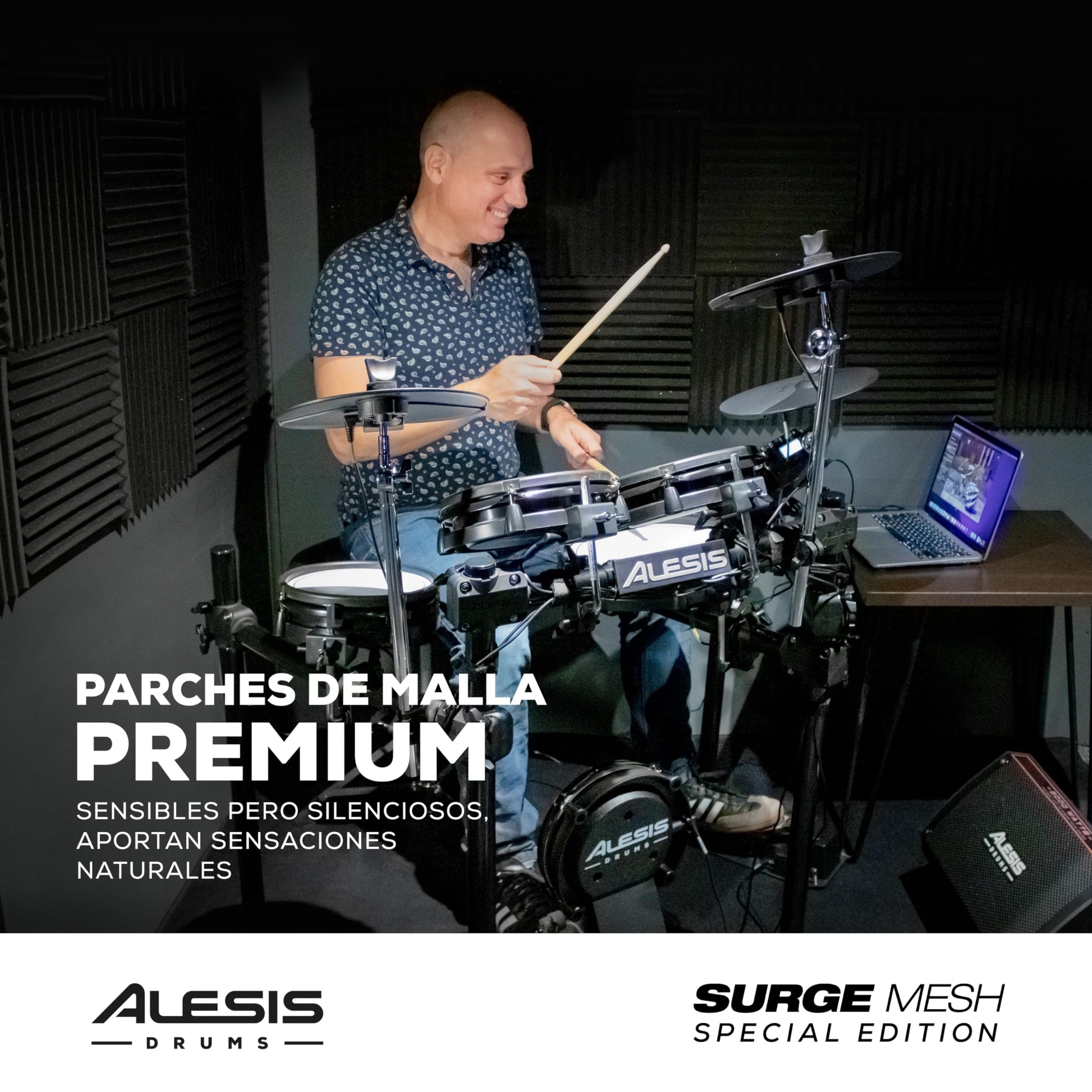 Alesis Surge Mesh SE Kit - Set de Batería Electrónica, conectividad MIDI USB, parches de malla, módulo percusión, rack sólido, 40 kits y 385 sonidos