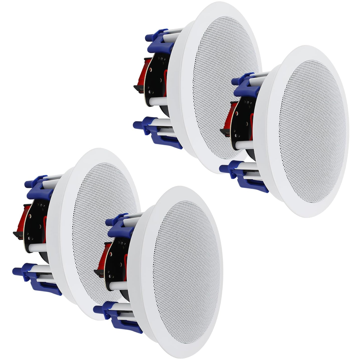 Herdio Altavoces de Techo de 5.25 Pulgadas, 600 W, Montaje Empotrado de 2 vías, Altavoz de Pared para Cine en casa, Interior, baño, Oficina, porches Cubiertos (2 Pares, Blanco)