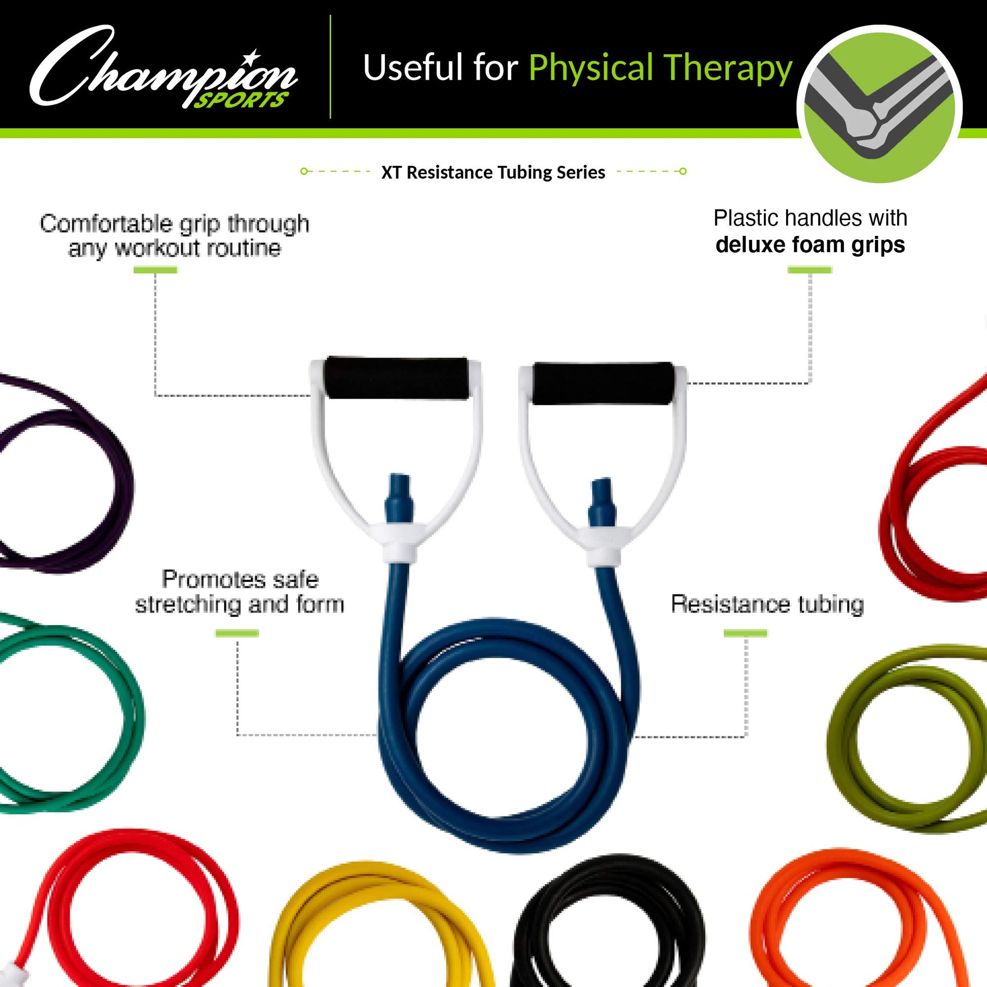Champion - Bandas Deportivas de Resistencia para Hombres y Mujeres, Banda elástica Duradera para Entrenamiento de Fuerza, Estiramiento, rehabilitación, Equipo de Entrenamiento en casa de Primera