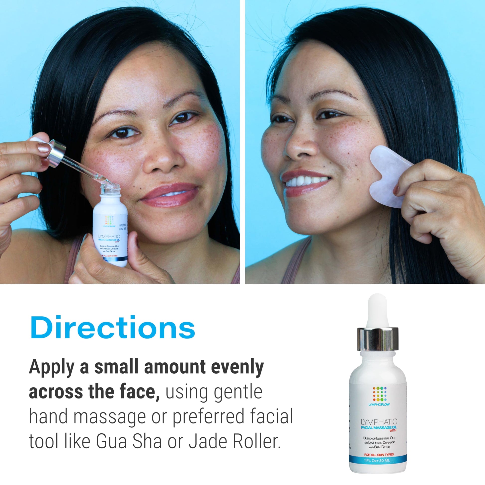 Bruizex Aceite de Drenaje Linfático Facial para Herramientas Faciales Gua Sha, Masajeador de Drenaje Linfático Facial Con Jojoba y Aceite de Coco, Usar Con Rodillo Facial, Rodillo de Jade, Herramienta