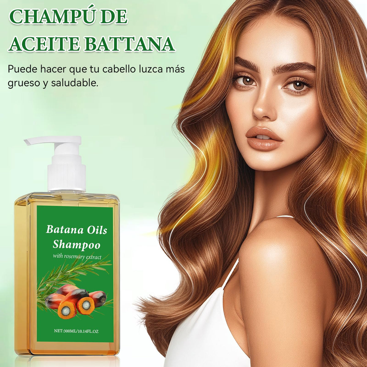 HNTCSR 2PCS Shampoo Romero,Champú de Aceite Battana de 300 ml para un Cabello Suave y con Volumen, Champú Anticaída Batana Repara el Cabello Seco y Dañado, Apto para Hombres y Mujeres