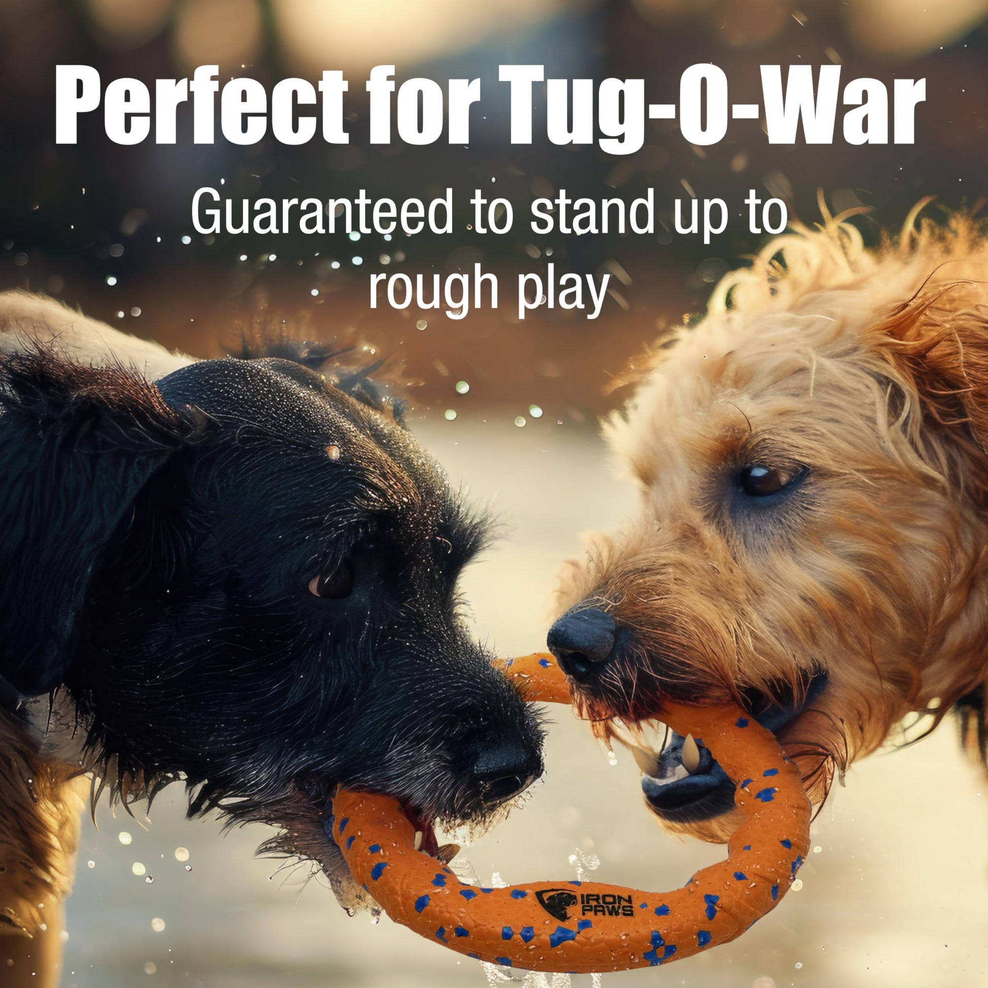 Iron Paws - Juguete de anillo indestructible para perro, color naranja - Juguetes resistentes para masticadores agresivos, disco volador de perro para buscar, tirón de guerra y entrenamiento de perros