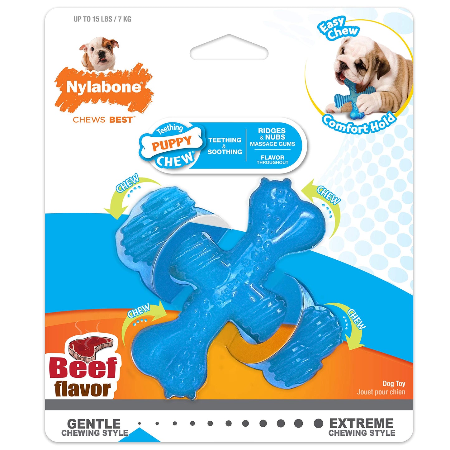 Juguete Masticable Nylabone Sabor a Carne de Vacuno pequeño Regular para Cachorros