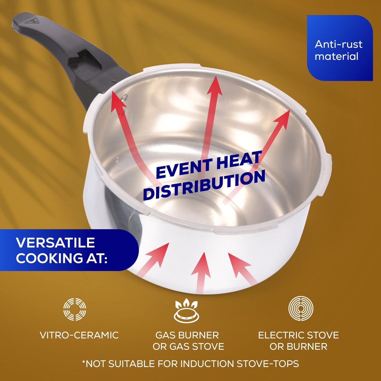 Olla de Presión Universal Aluminio Antioxidante Pequeña para 4 Porciones