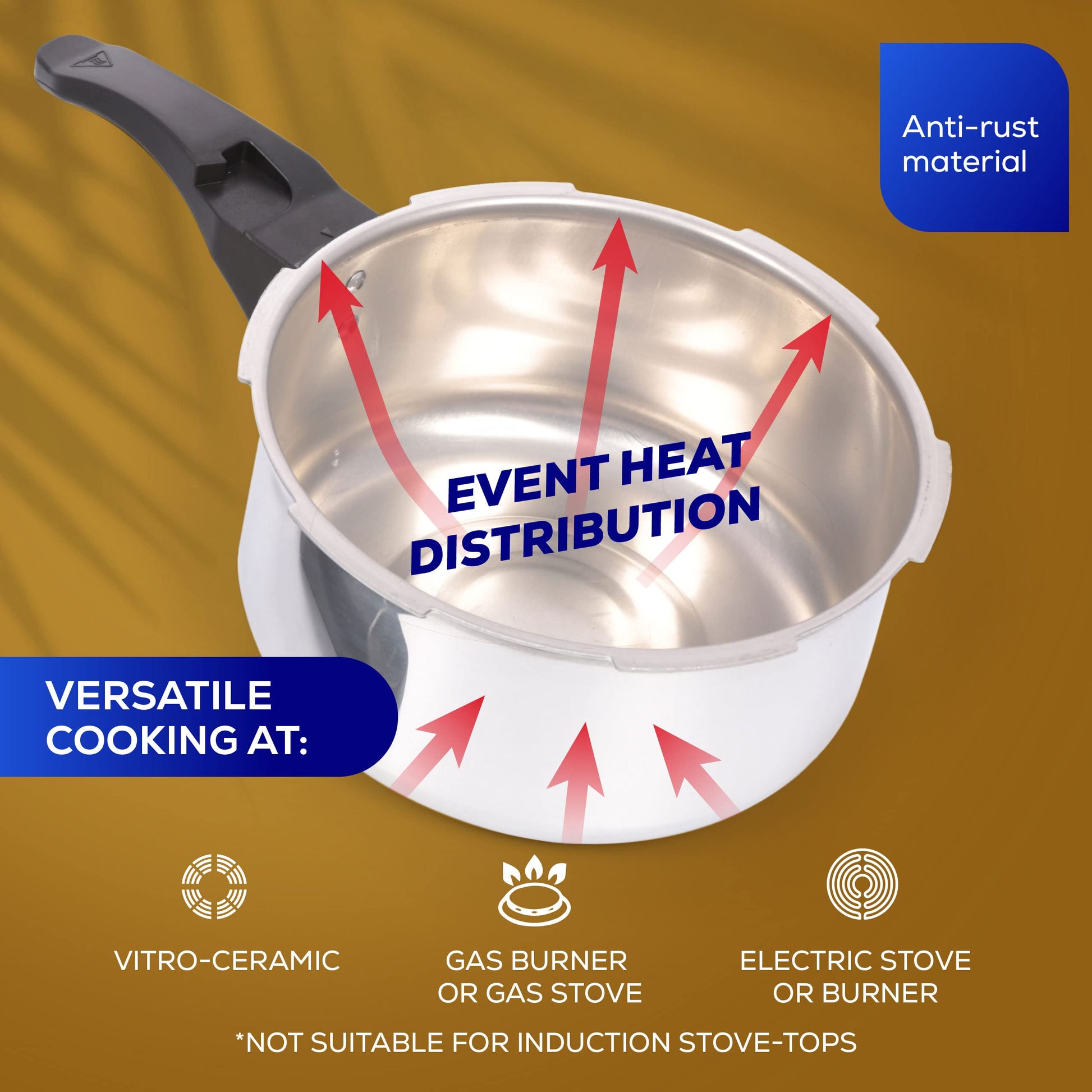 Olla de Presión Universal Aluminio Antioxidante Pequeña para 4 Porciones