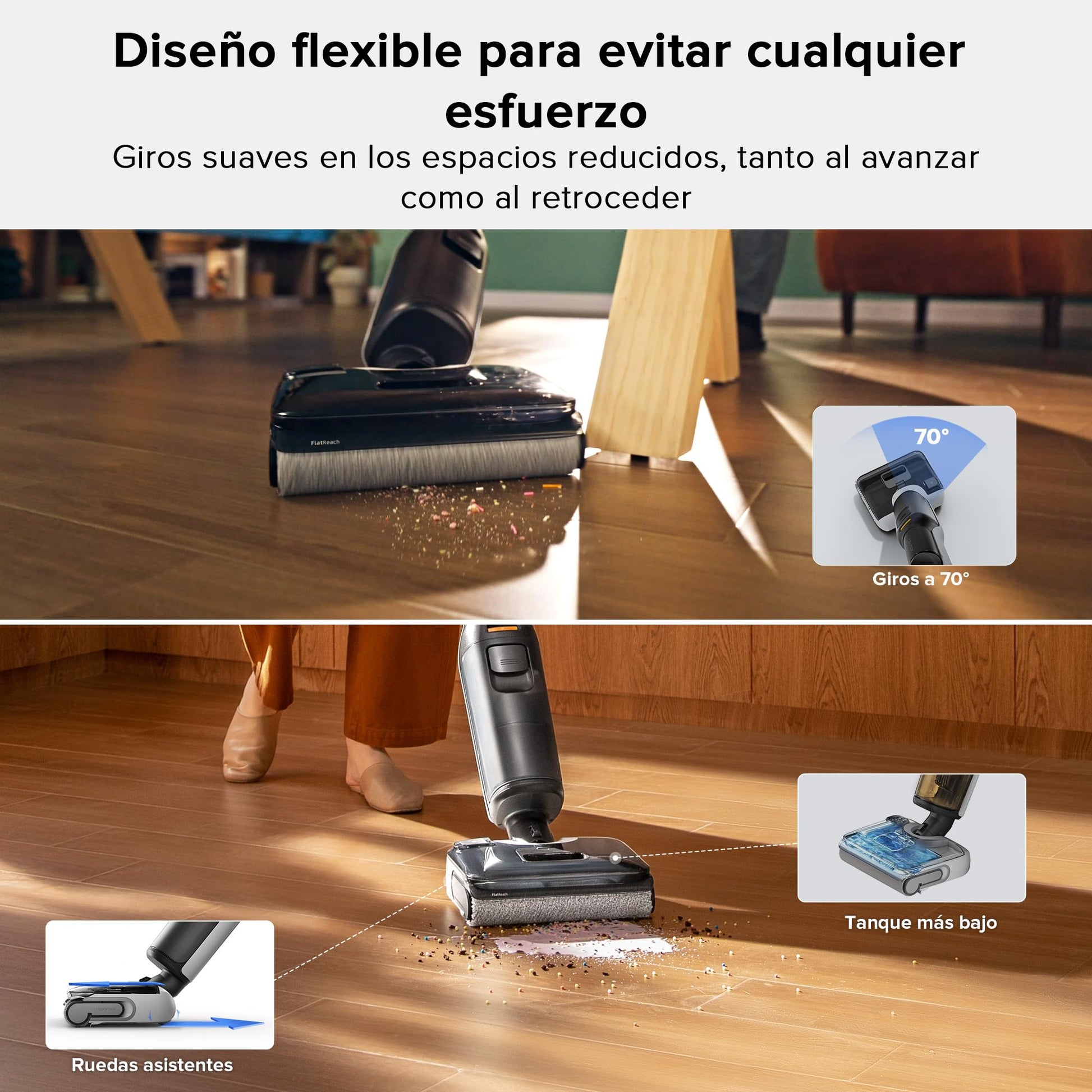 Aspiradora Inalámbrica roborock F25 Húmedo y Seco con Mopa Sin Enredos 20 000 Pa