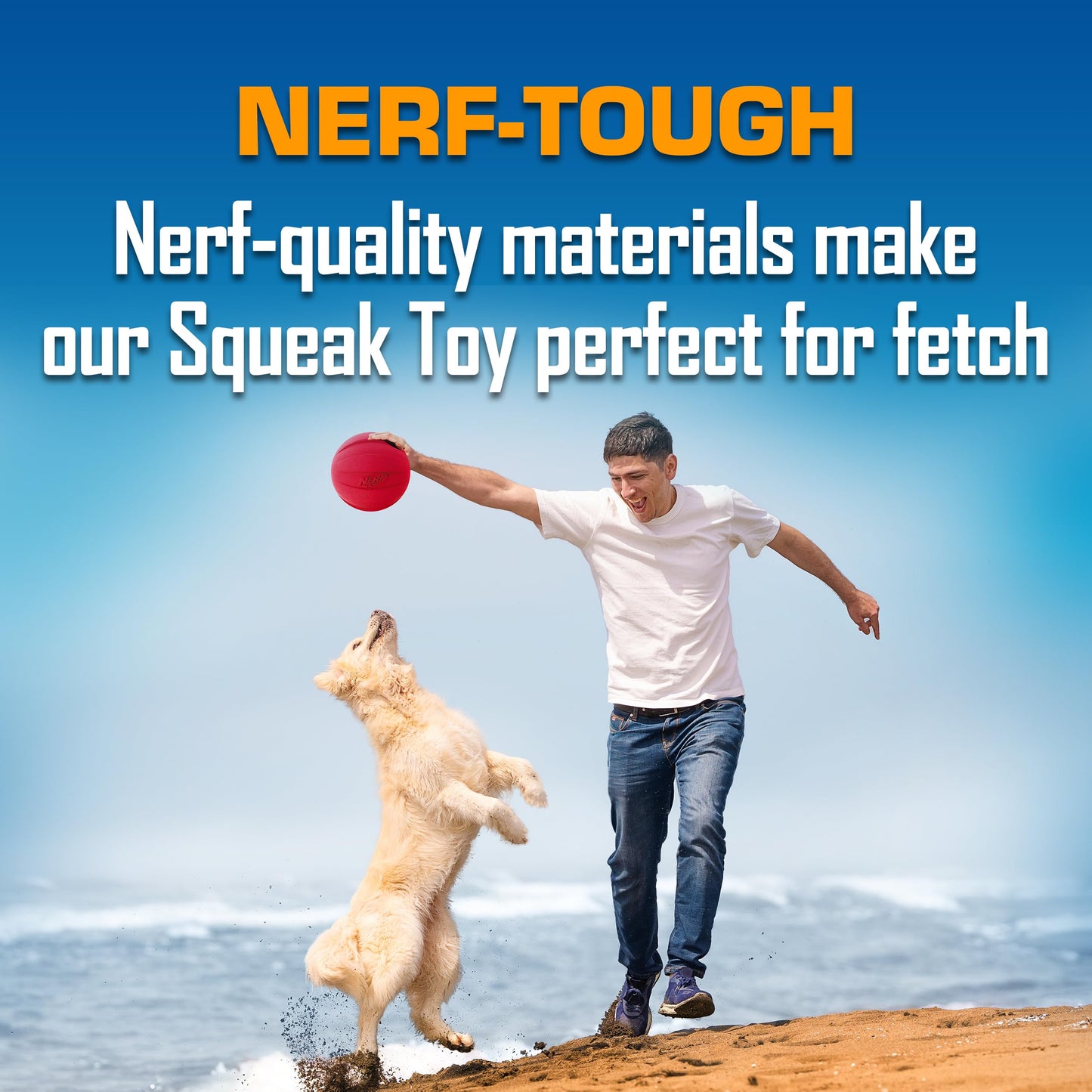 Pelota Squeak Nerf Dog Grande Verde y Rojo paquete de 2