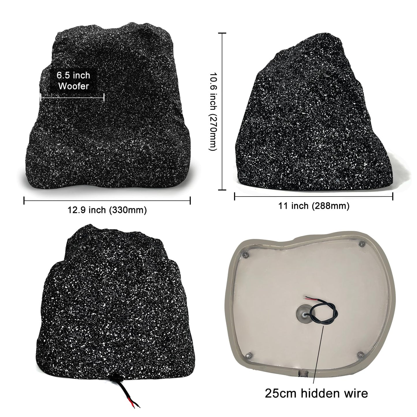 STUDIOFINIX - Altavoces de roca para exteriores, impermeables, 400 W, 6.5 pulgadas, timbre superior, IPX7, resistente a la intemperie, diseño para jardín, patio, alberca, terraza, asador (par)