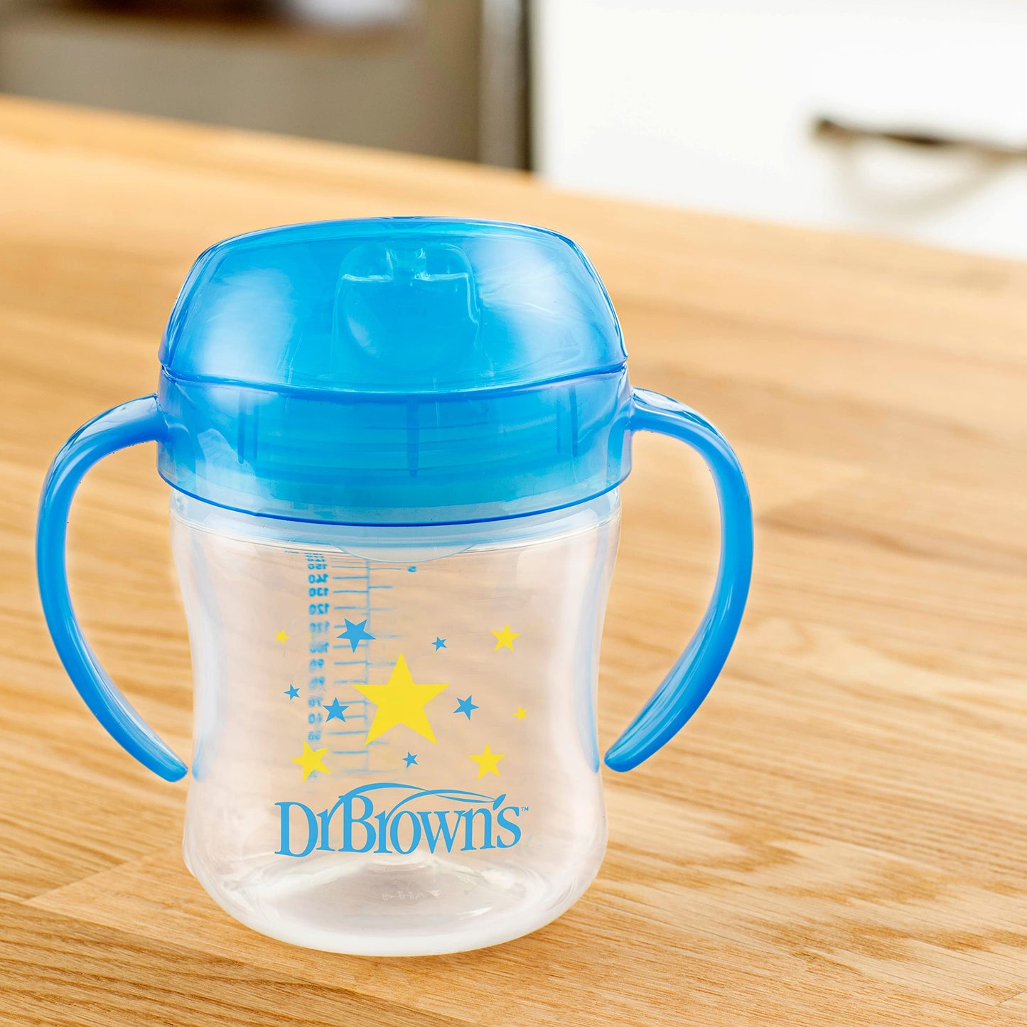 Dr. Brown's Transition - Taza para sorber con boquilla suave, color azul, 6 onzas, 6 m+