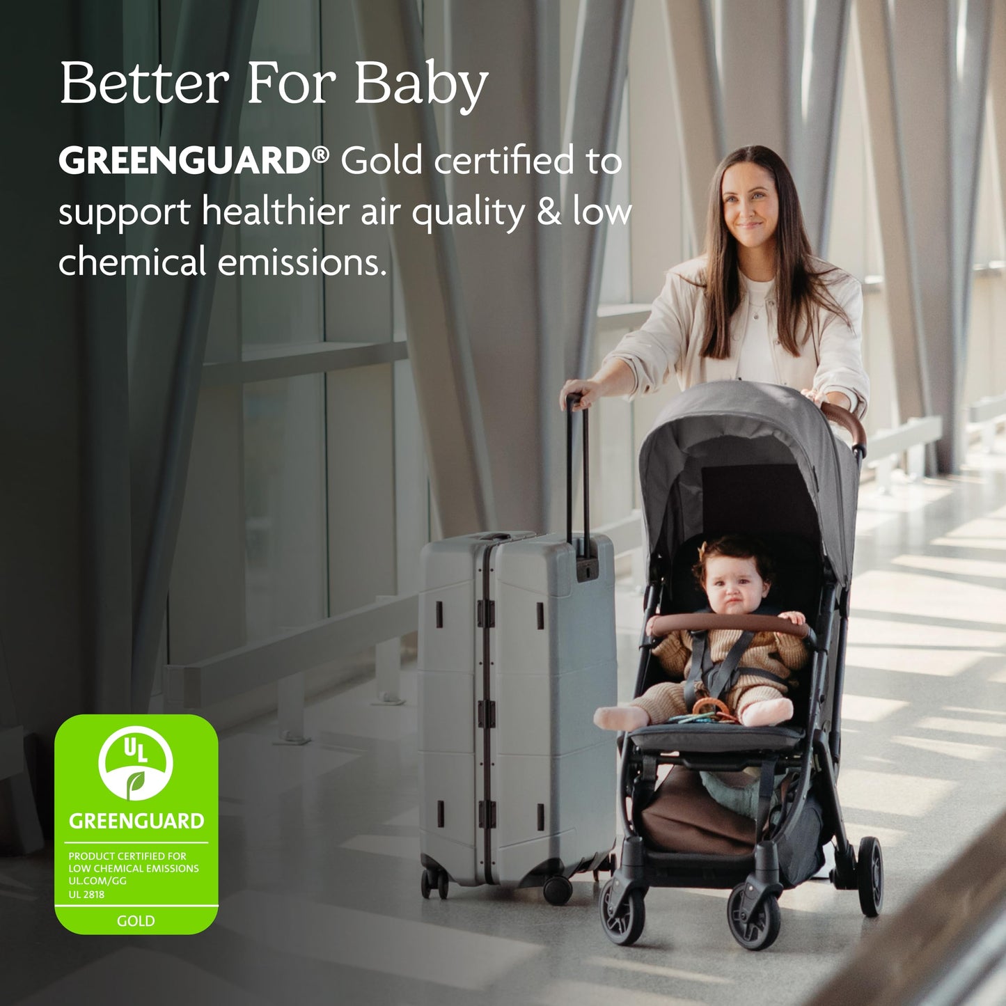 Carriola de Viaje UPPAbaby Minu V2 Verde Melange con Diseño Portátil y Barra de Parachoques de Piel