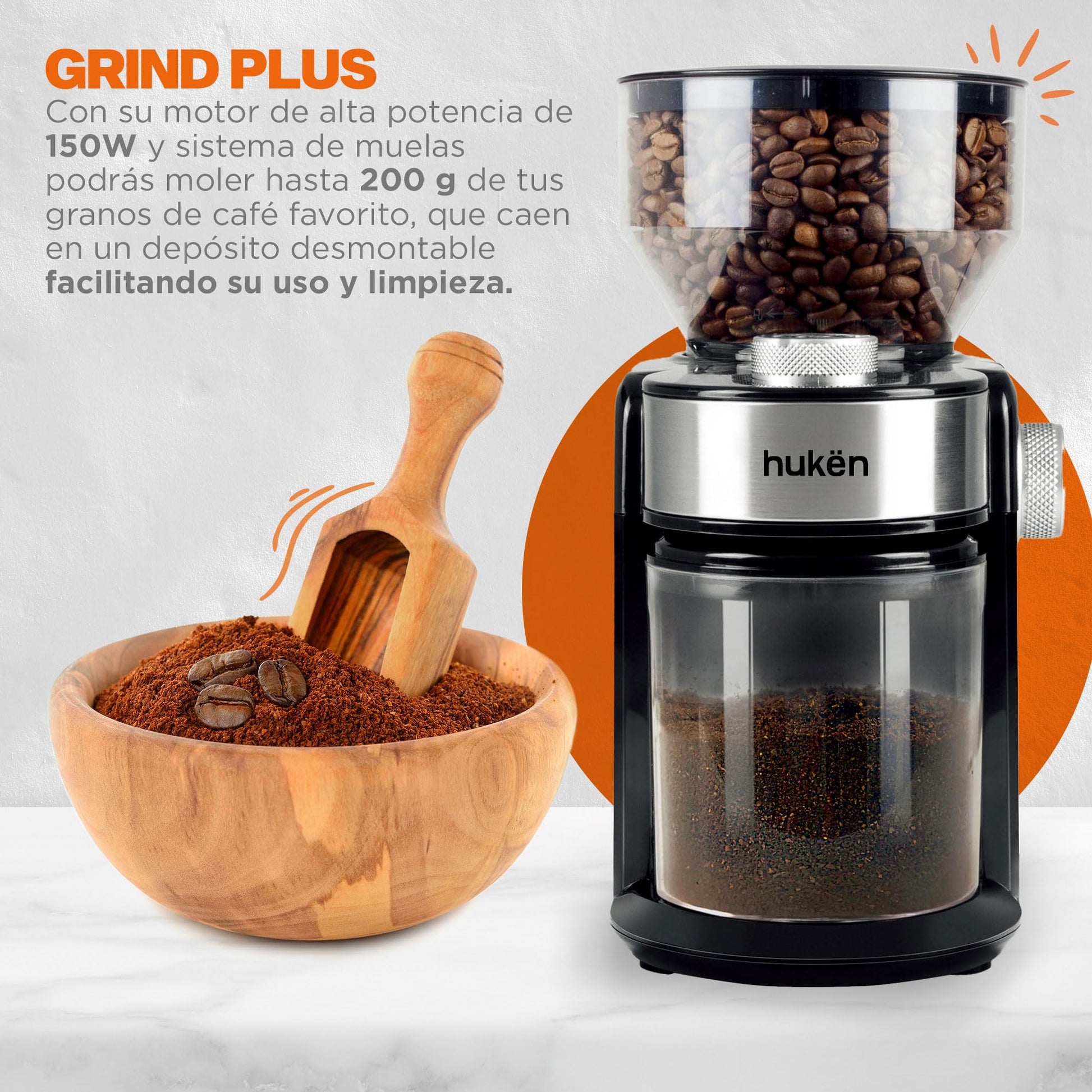 Molino Eléctrico de Café MasterChef Acero Inoxidable molido Perfecto 150 W