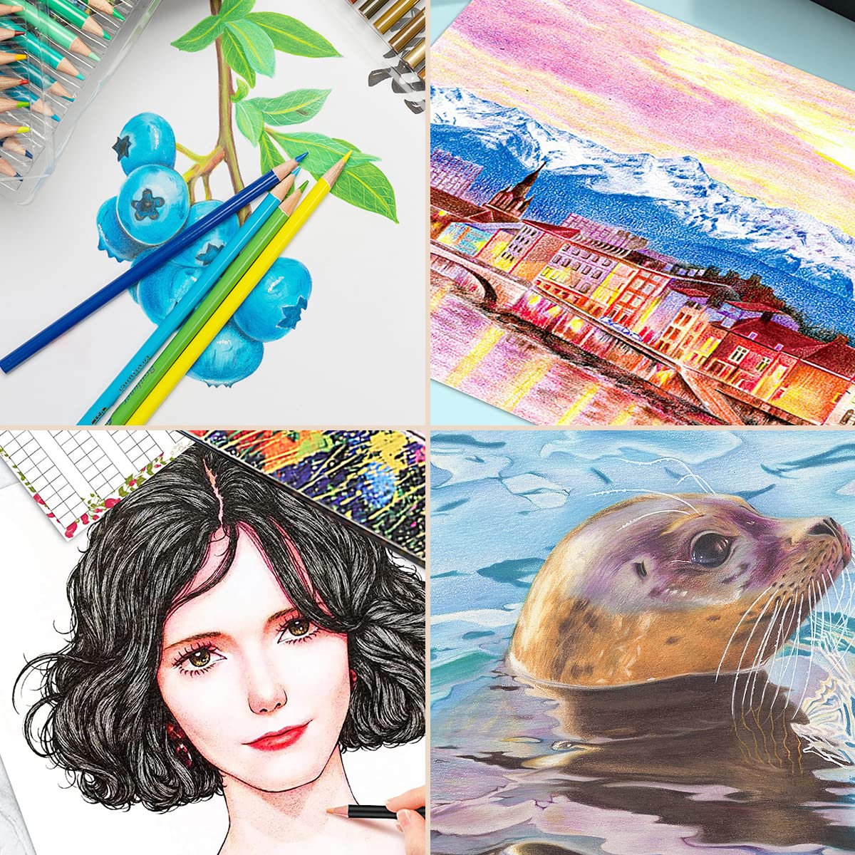 DAQI - Profesionales Dibujo de Kit, Colores de Dibujo 120 Piezas Lápices de Colores, Boceto y Dibujo de Arte Kit para Principiantes, Artistas, Ideal Regalo para Niños, Cumpleaños, Navidad