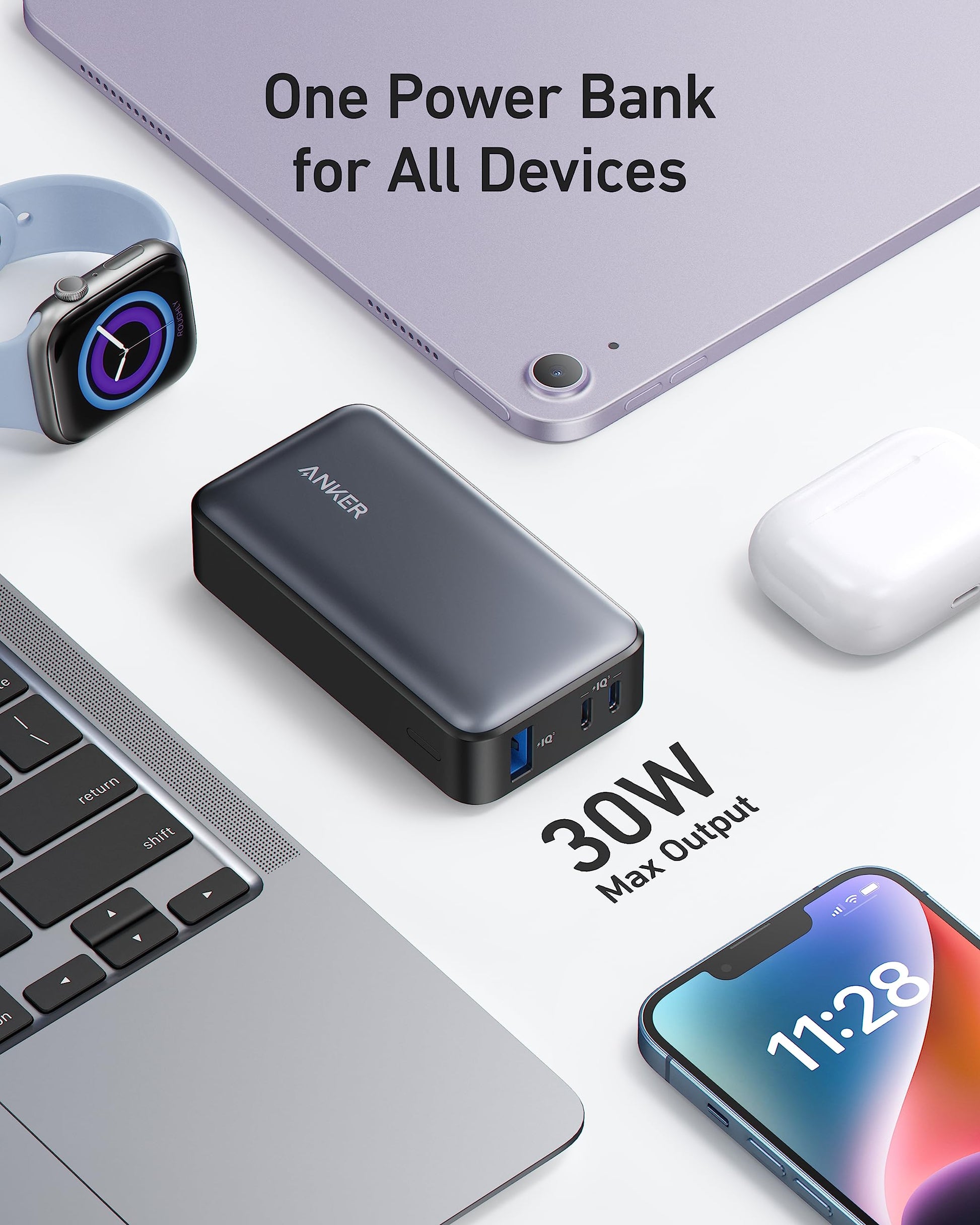 Cargador Portátil Anker Negro PowerCore 30 W 10000 mAh con Power IQ 3.0