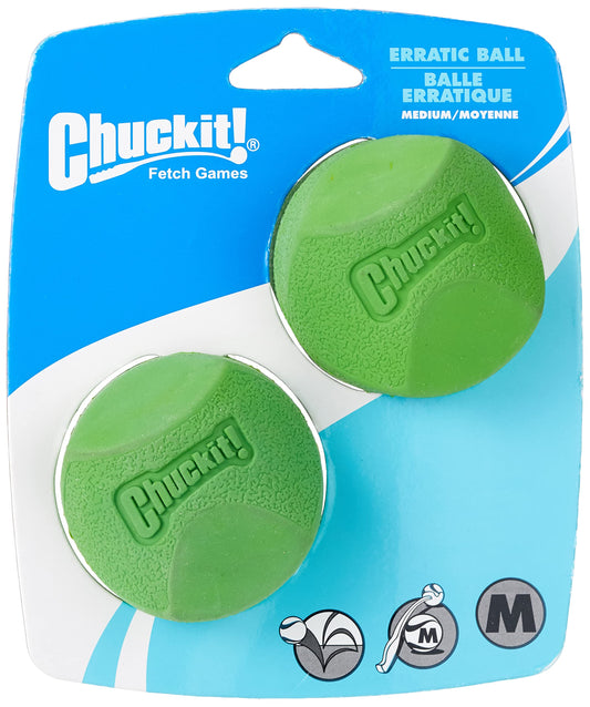Chuckit! Bola Errática, Verde, Medium, 2-1/2 Inch, 2-Pack