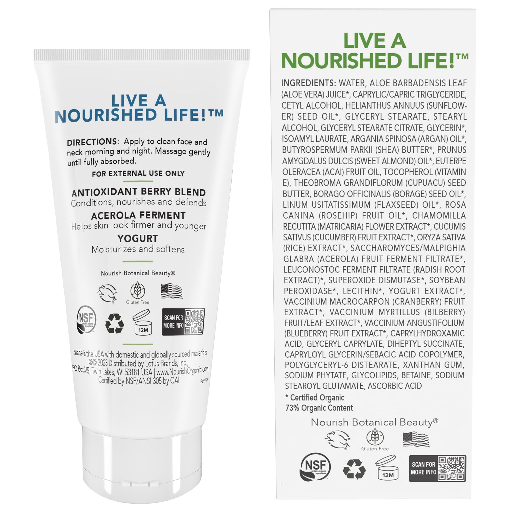 Nourish Organic Nutrir orgánico | Crema facial de defensa antiedad – arándano y bayas árticas | última intervensión de OMG, última intervensión de crueldad, sin fragancia (1.7 oz)