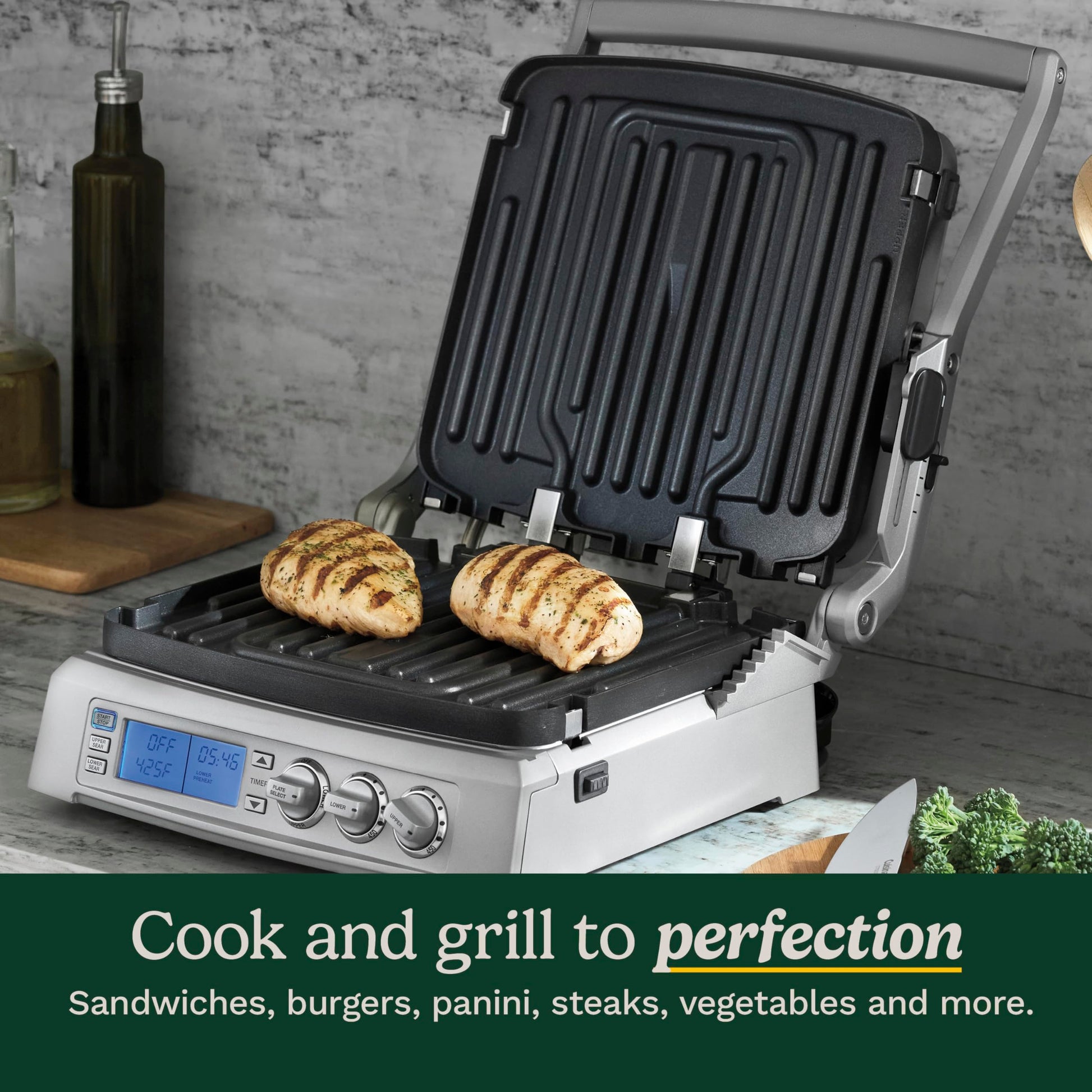 Cuisinart GR-300WS Griddler Elite Parrilla de acero inoxidable