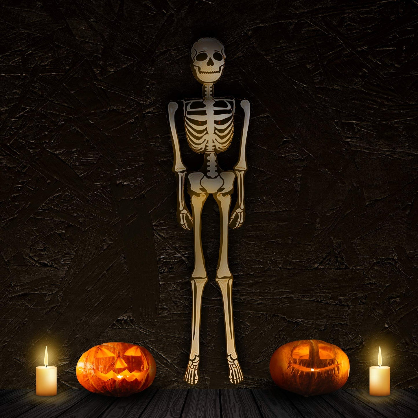 ArtCreativity - Decoración inflable de esqueleto de Halloween de tamaño real (6 pies de altura), bonita y espeluznante decoración del hogar | para uso en interiores y exteriores | Suministros de