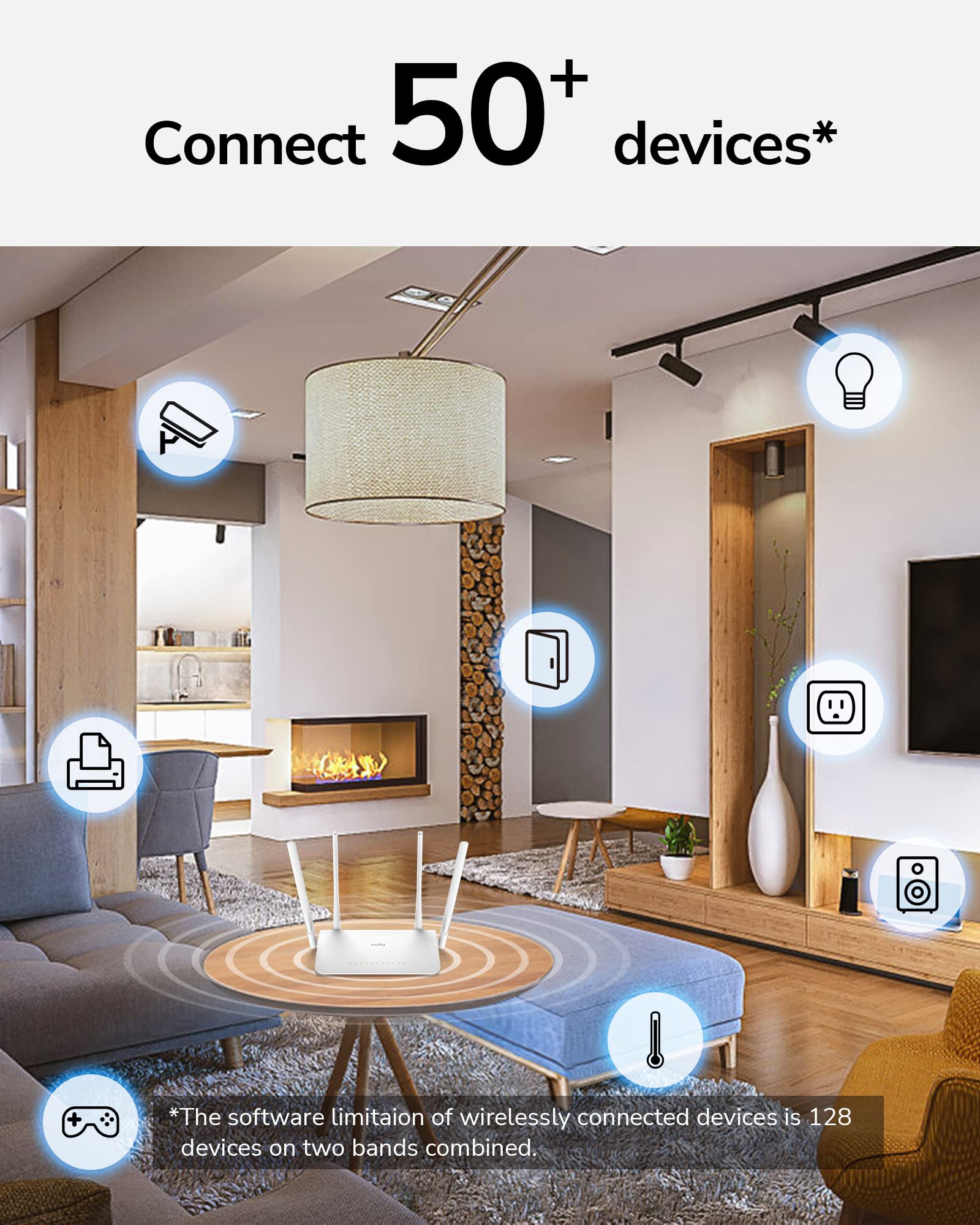 CUDY Ruteador Inalambrico WR1300 Antenas 4, Doble Banda 2,4GHz/5GHz, Wi-Fi 5, Puertos LAN 4, 867 Mbit/s