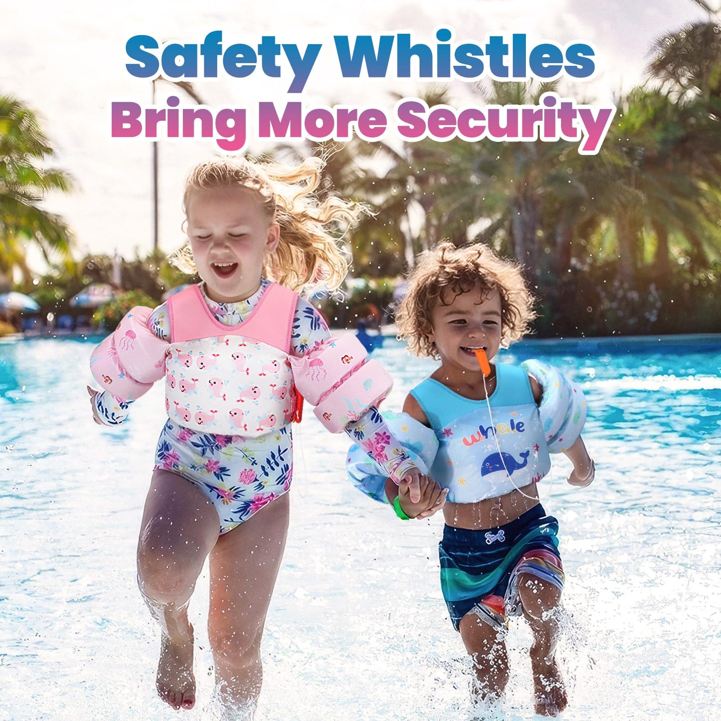 HeySplash Chaleco infantil con alas de natación, diseño de dibujos animados, cinturón de natación sin inflar con 2 hebillas de seguridad, para niños y niñas de 2 a 6 años, ballena azul