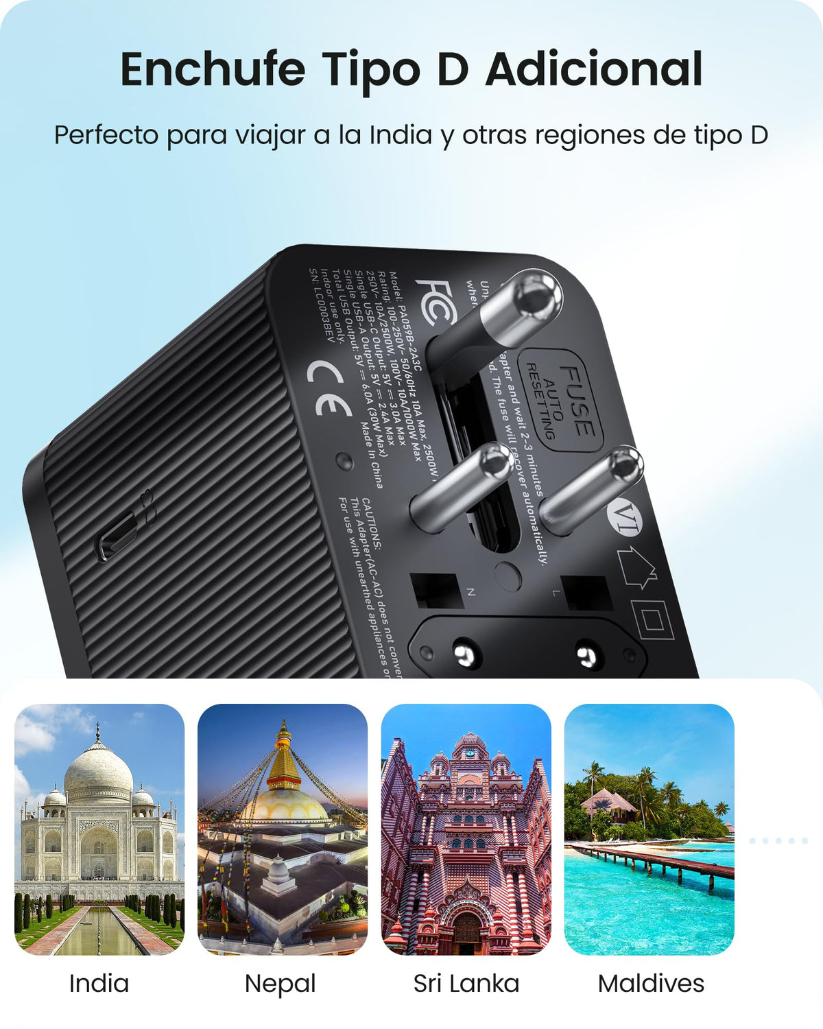 Kit Adaptador Universal de Viaje LENCENT Blanco 28W