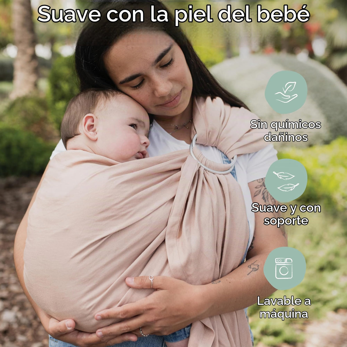 Boba Ring Sling Portabebés - Para recién nacidos hasta niños pequeños, ligero y transpirable, saludable para la cadera, carga frontal y en cadera, 3.6–15.9 kg (8–35 lbs) (Peonía)