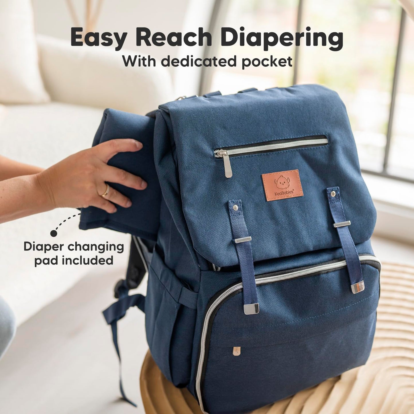 Mochila para paquete de pañale - Bolsos de viaje para bebés, impermeables y multifuncionales - Bolsos grandes para pañales - Durables y elegantes - Incluye colchoneta cambiadora (Trendy Black)
