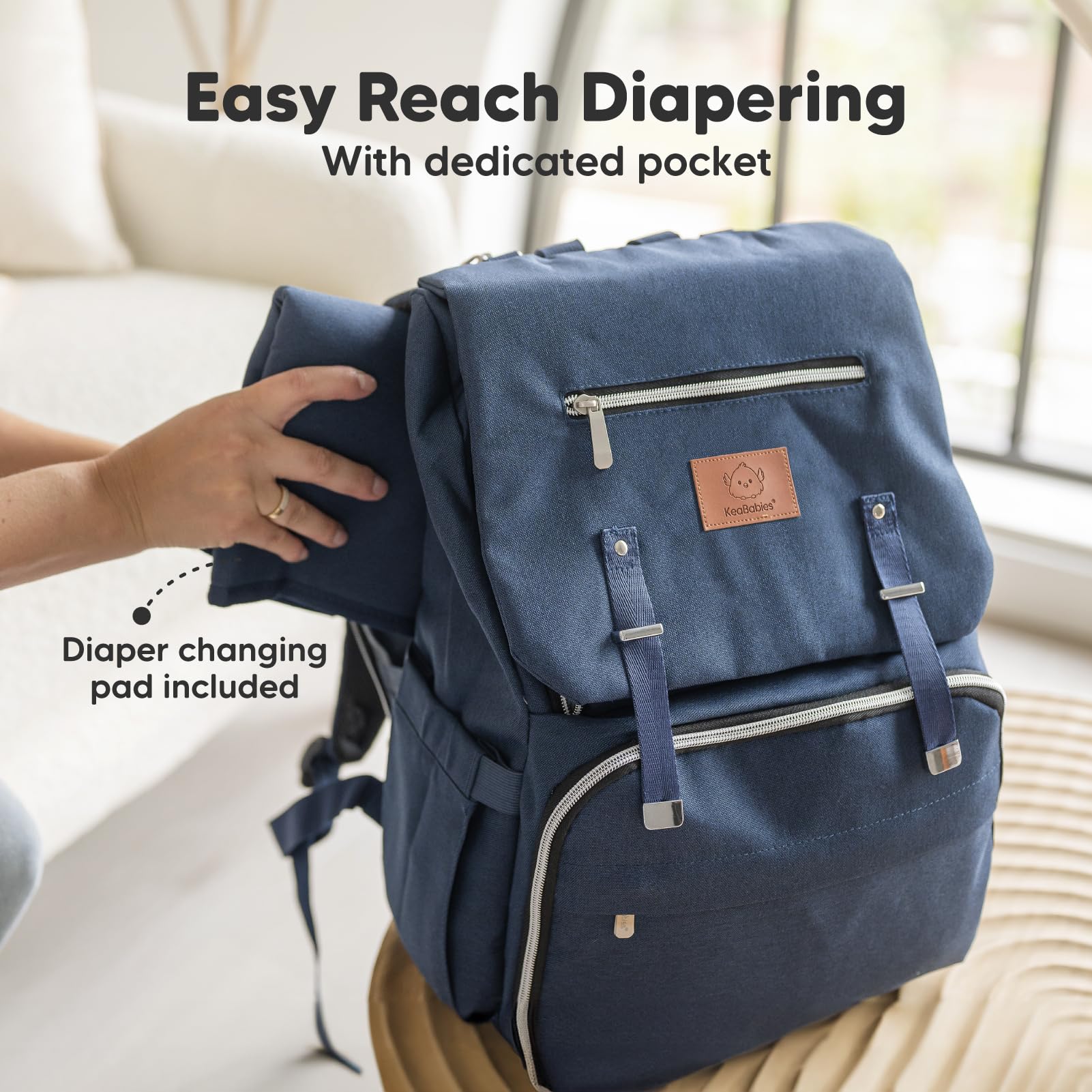 Mochila para paquete de pañale - Bolsos de viaje para bebés, impermeables y multifuncionales - Bolsos grandes para pañales - Durables y elegantes - Incluye colchoneta cambiadora (Trendy Black)