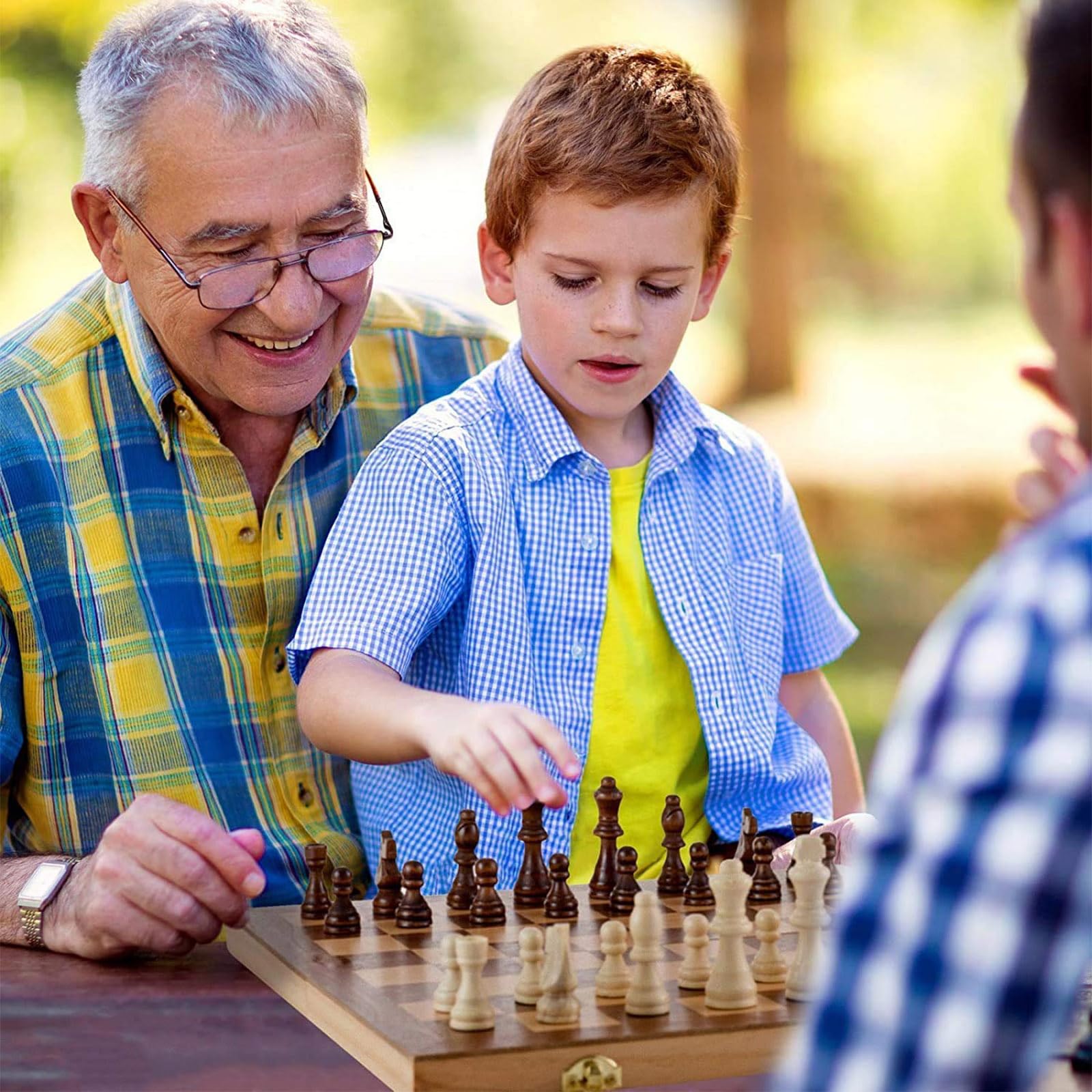 Juego de Ajedrez NOONSIAL Negro Plegable 3 en 1 para Niños y Adultos