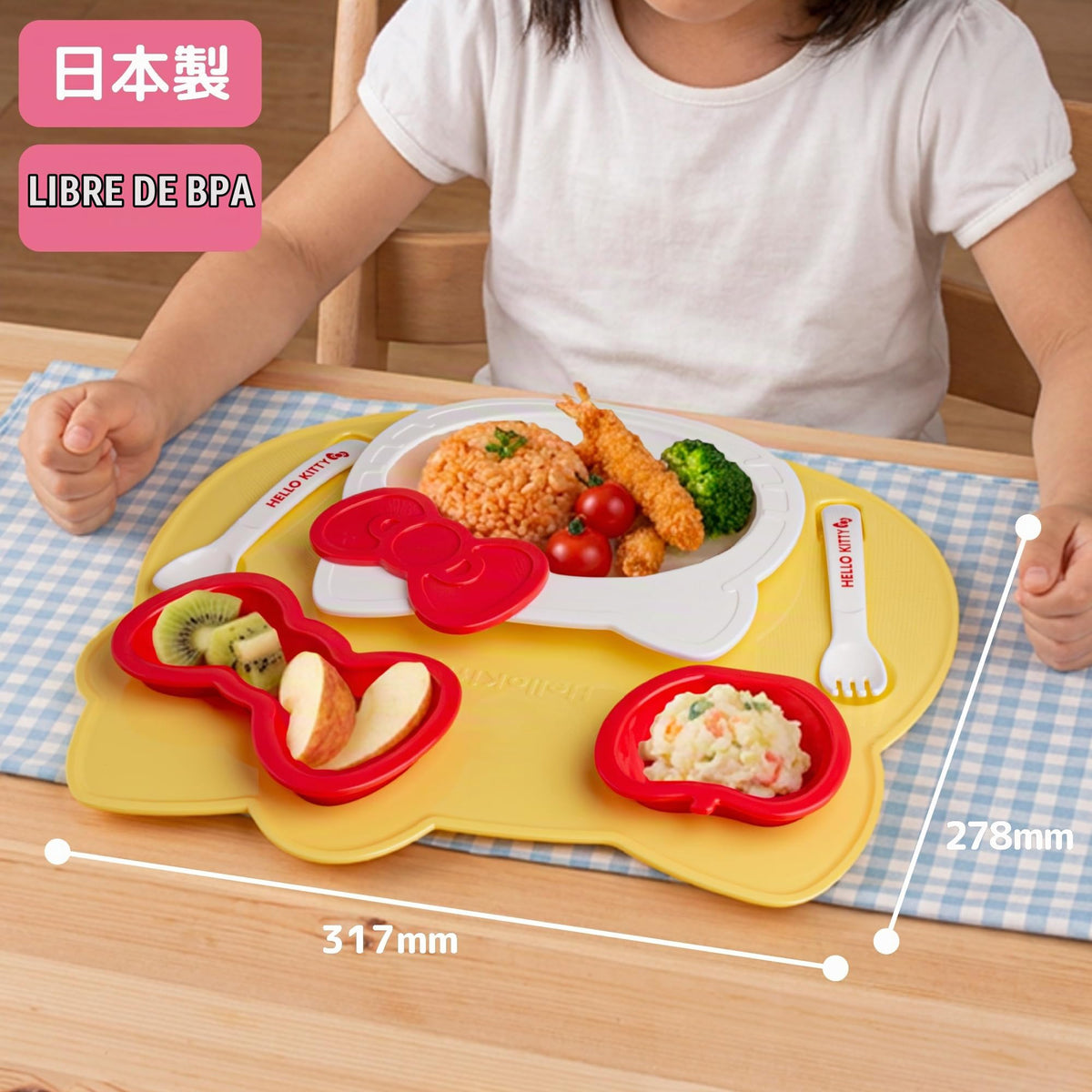 OSK Sanrio Hello Kitty - Juego de plato y cubiertos para niños KP-18