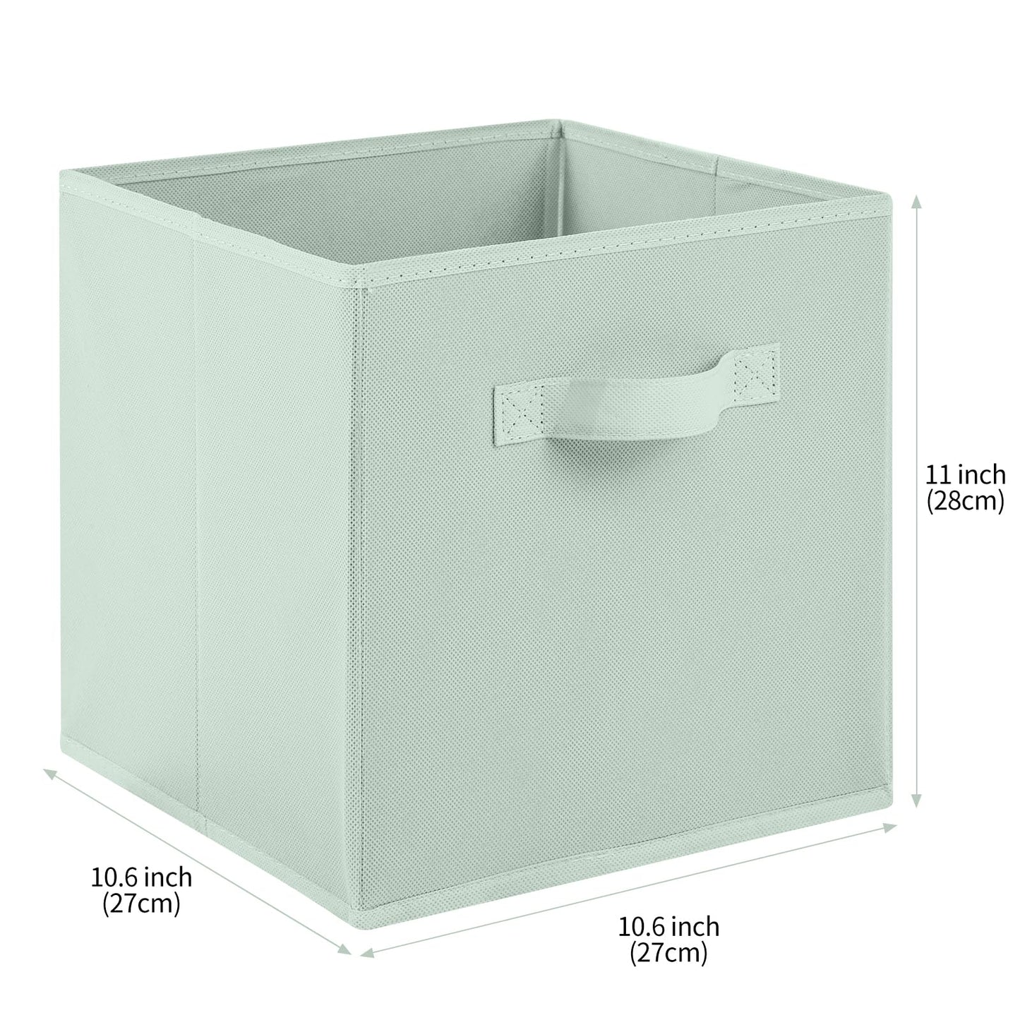 Cubos de almacenamiento Fabric, paquete de 6, cubos de almacenamiento duraderos de colores divertidos con asas, cian, verde, amarillo, morado, rosa y melocotón