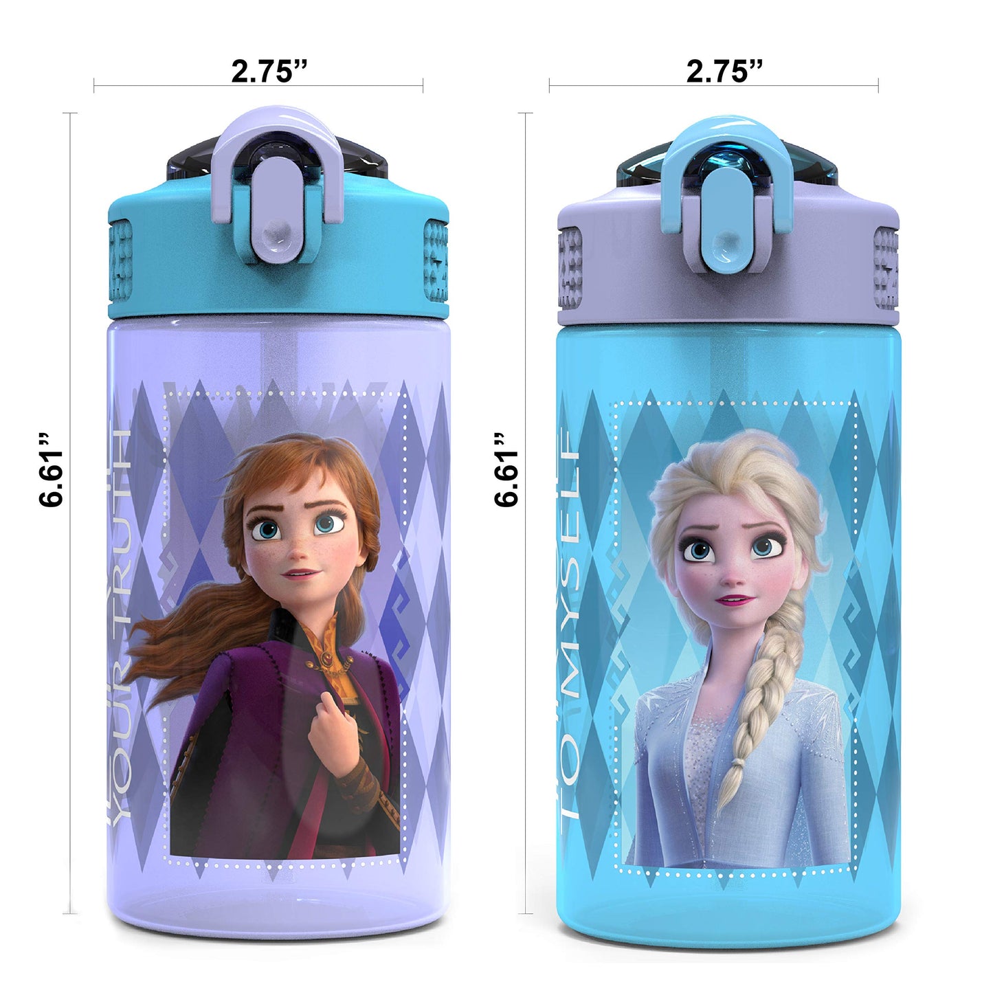 Juego de Botellas de Agua de Plástico Zak Designs Disney Rosa Frozen para Niñas