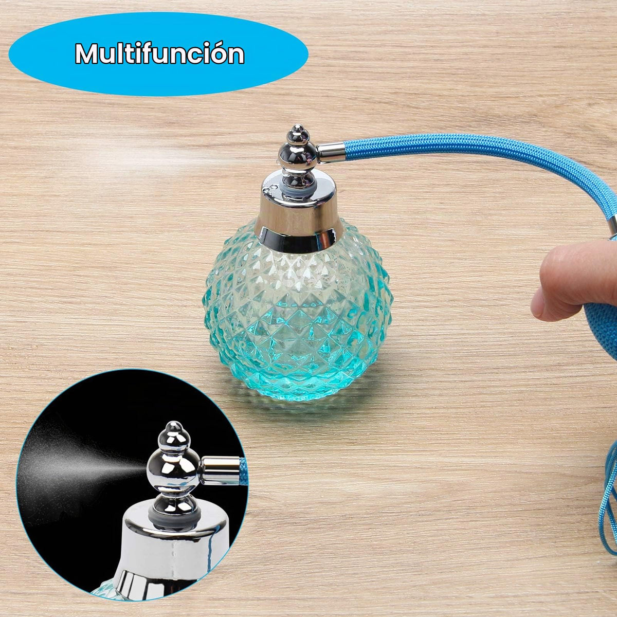 Coolrunner Crystal Art Vintage Style Refillable Perfume Atomizer Long Spray Bottle 100ml(blue)