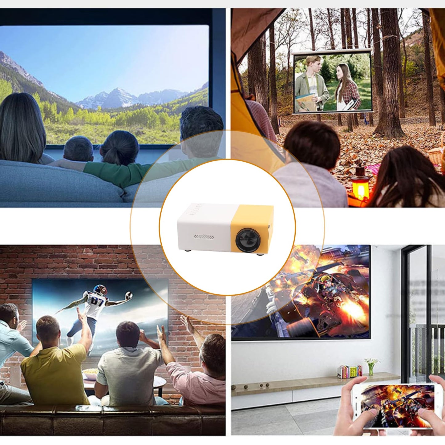 EBTOOLS Mini Proyector de Cine en Casa, Proyector de Vídeo LED Multimedia Portátil 1080P, Múltiples Interfaces de Entrada, para Juegos de Entretenimiento en Interiores (Regulaciones de