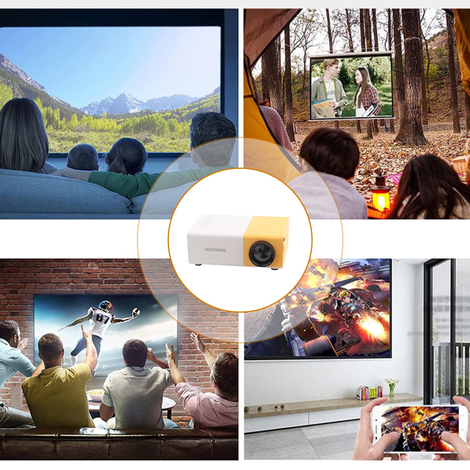 EBTOOLS Mini Proyector de Cine en Casa, Proyector de Vídeo LED Multimedia Portátil 1080P, Múltiples Interfaces de Entrada, para Juegos de Entretenimiento en Interiores (Regulaciones de