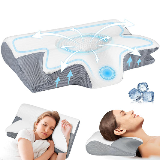 KIROGILY Almohada Memory Foam, Almohadas Ortopedica Cervical Pueden Aliviar el Dolor, Almohada Ergonómica para Personas Que Dormir de Lado, Boca Arriba o Boca Abajo, con Fundas de Almohada