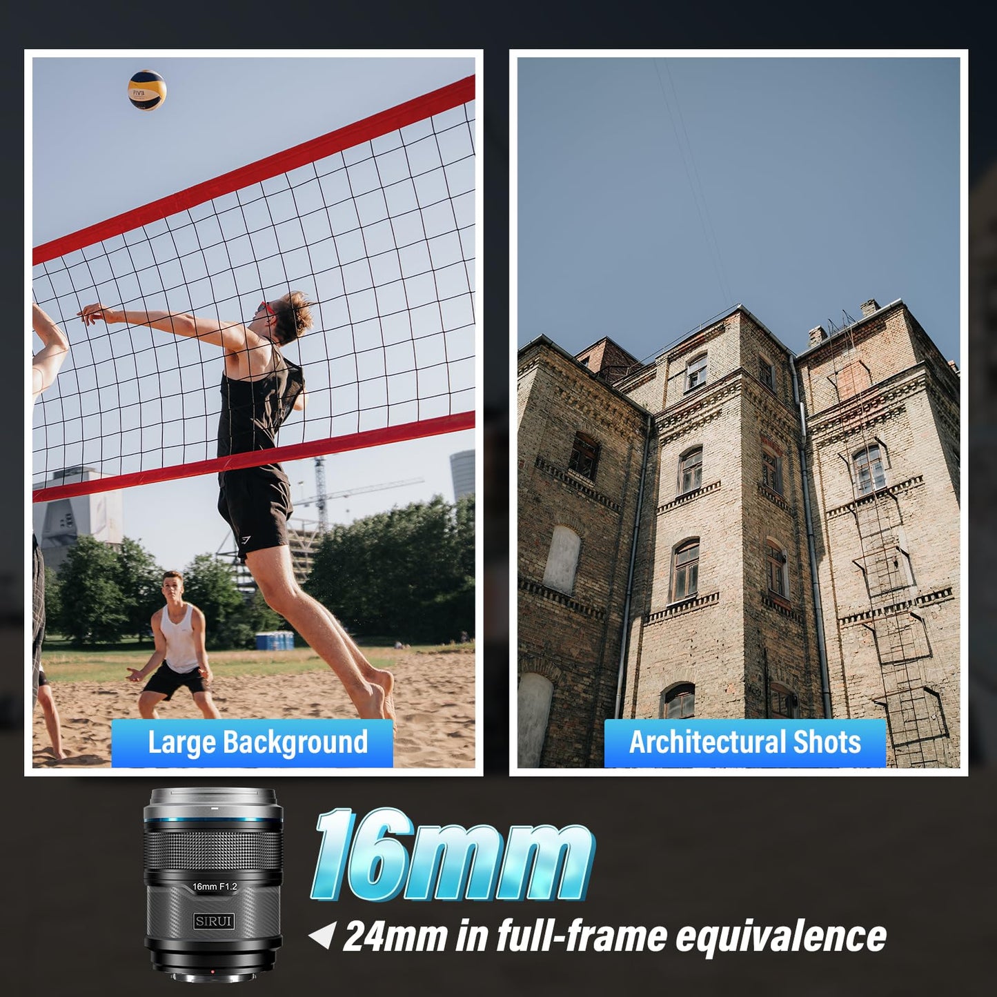 Sirui Sniper - Lente de Enfoque automático de 16 mm, Lente de cámara APS-C Gran Angular F1.2 para A5 A6 A7 FX A9 ZV-E Series (Montaje E, Negro)