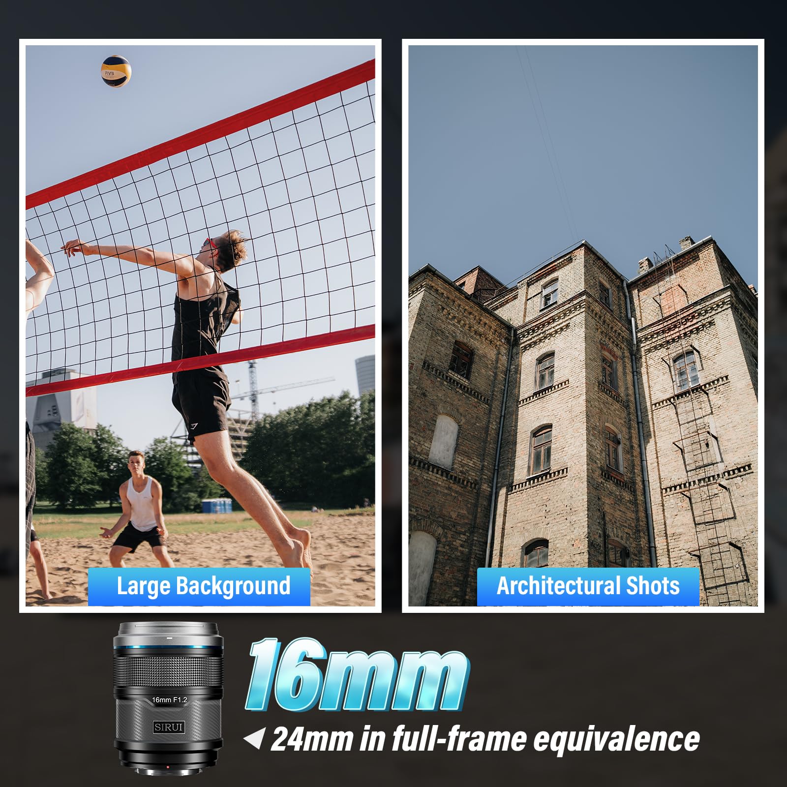 Sirui Sniper - Lente de Enfoque automático de 16 mm, Lente de cámara APS-C Gran Angular F1.2 para A5 A6 A7 FX A9 ZV-E Series (Montaje E, Negro)